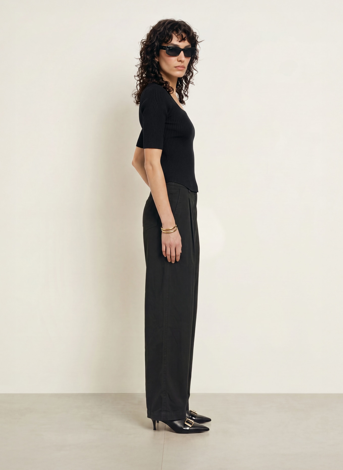 ALLSAINTS Gebreid shirt CRUZ HALLY: ZWART