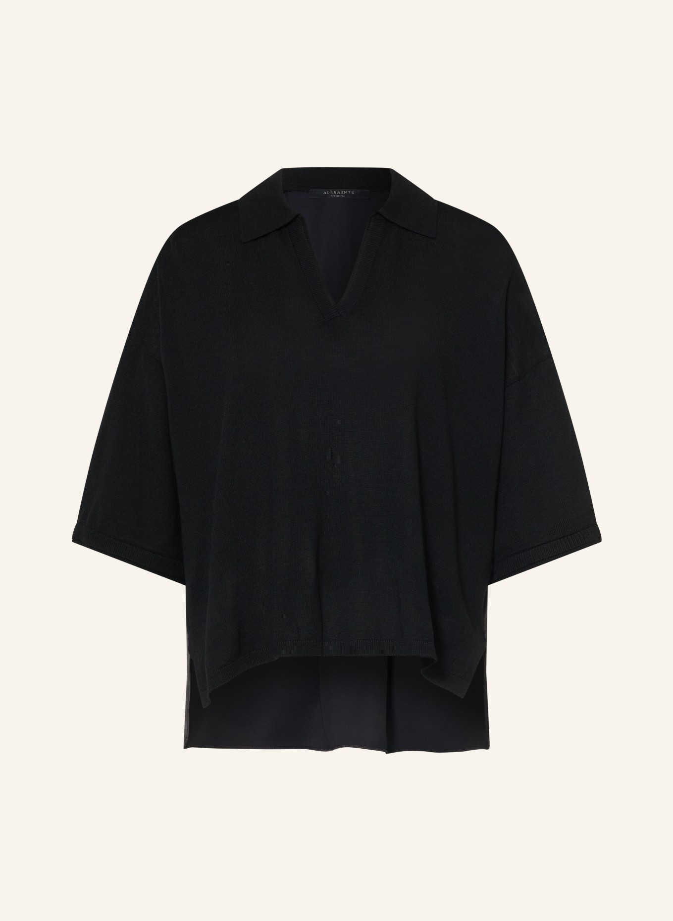 ALLSAINTS Dzianinowa koszulka BERN z mieszanki materiałów: CZARNY