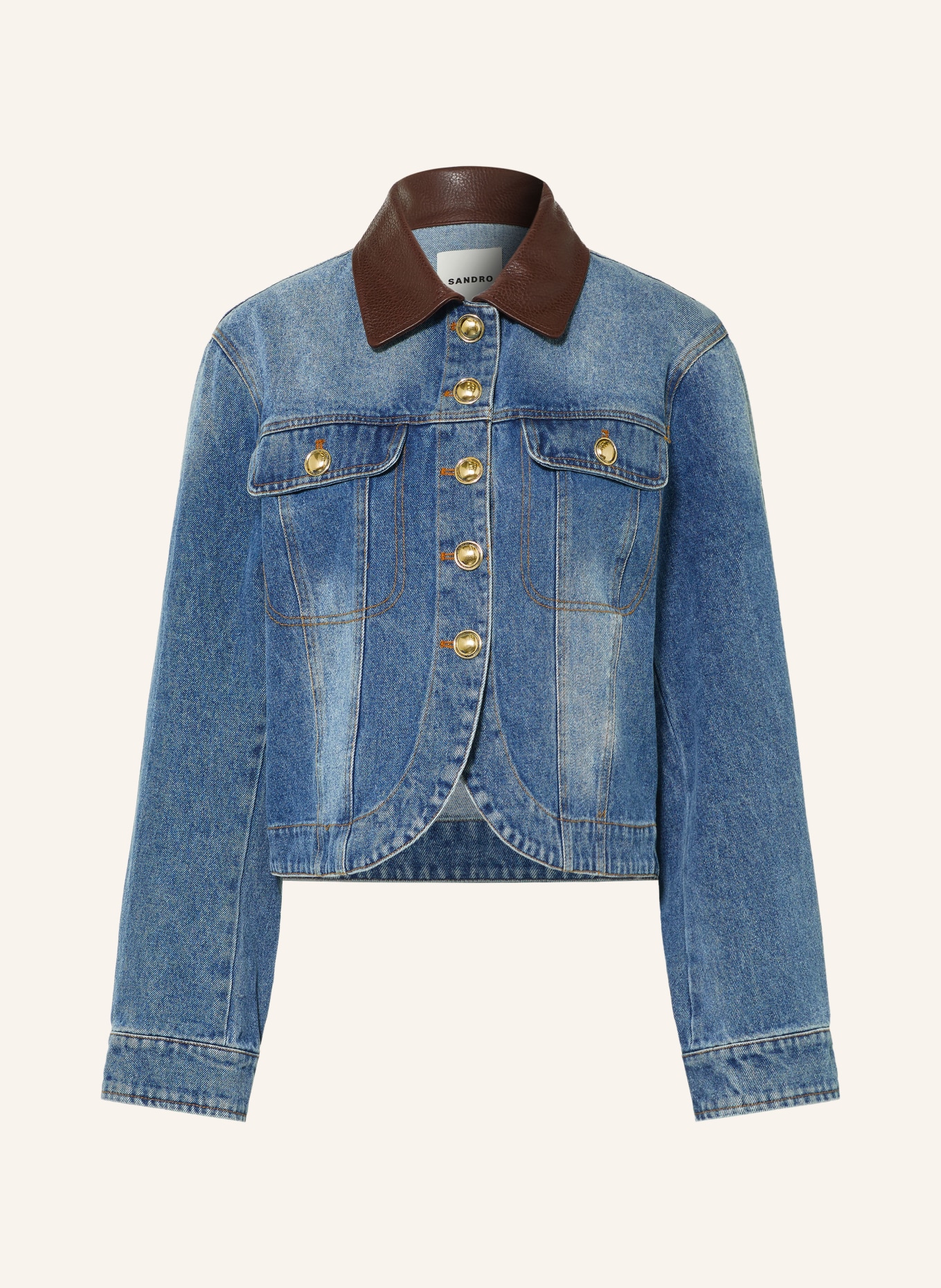 SANDRO Jeansjacke mit Leder: 4785 BLUE JEAN