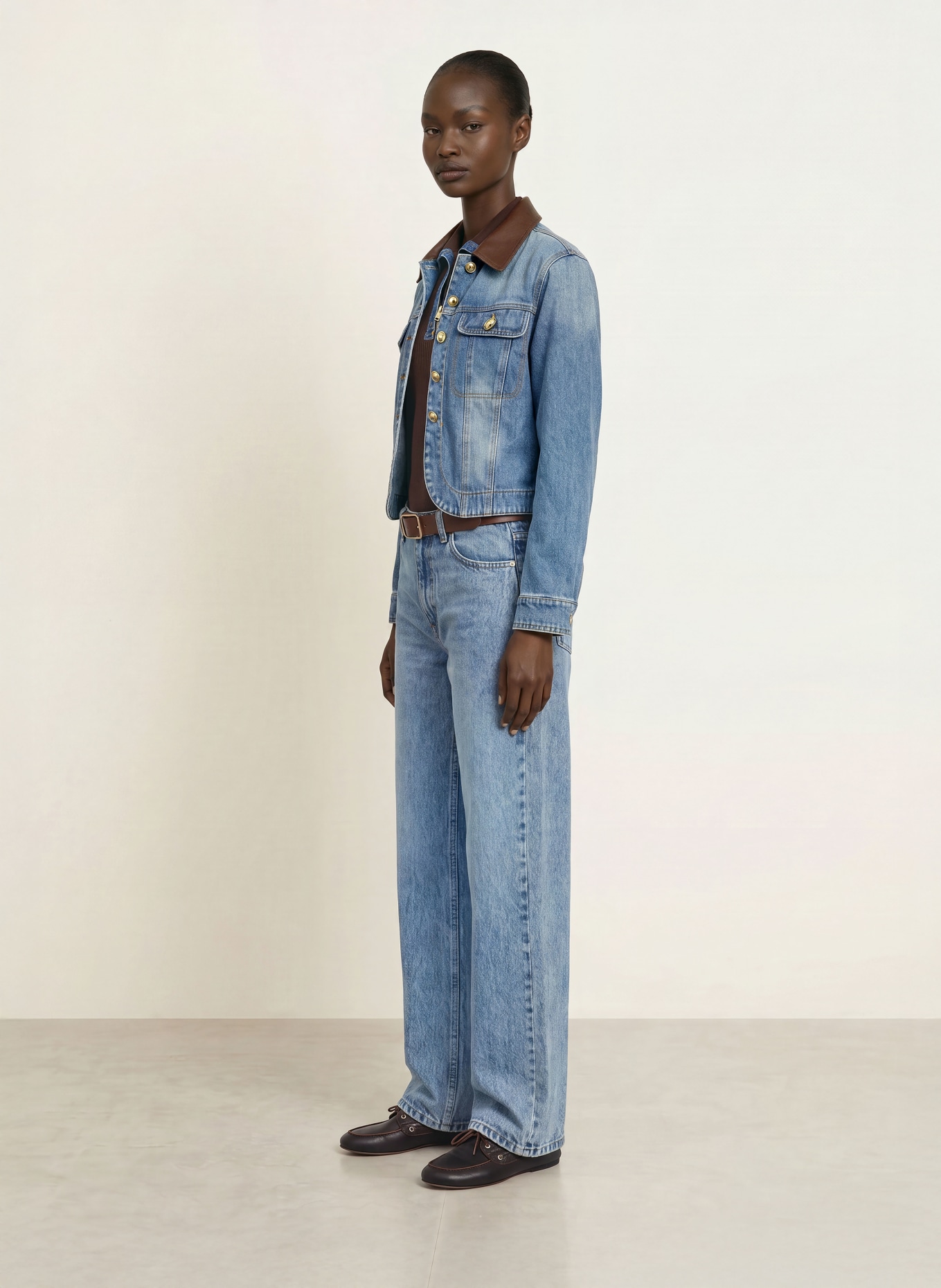 SANDRO Jeansjacke mit Leder: 4785 BLUE JEAN