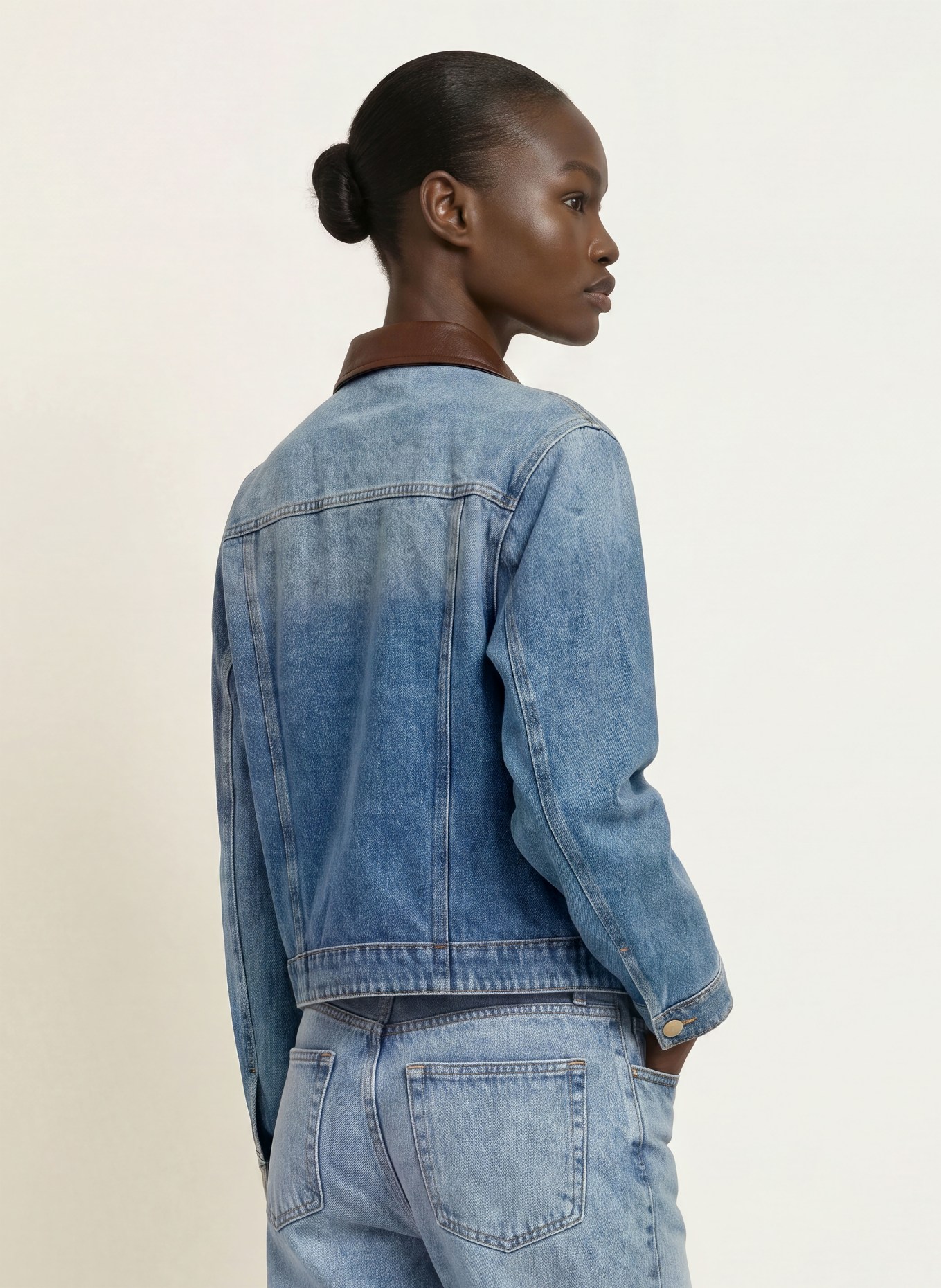 SANDRO Jeansjacke mit Leder: 4785 BLUE JEAN