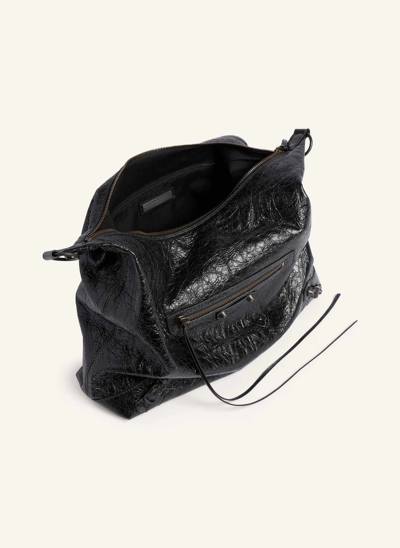 BALENCIAGA Beuteltasche LE CITY MEDIUM mit Nieten: SCHWARZ