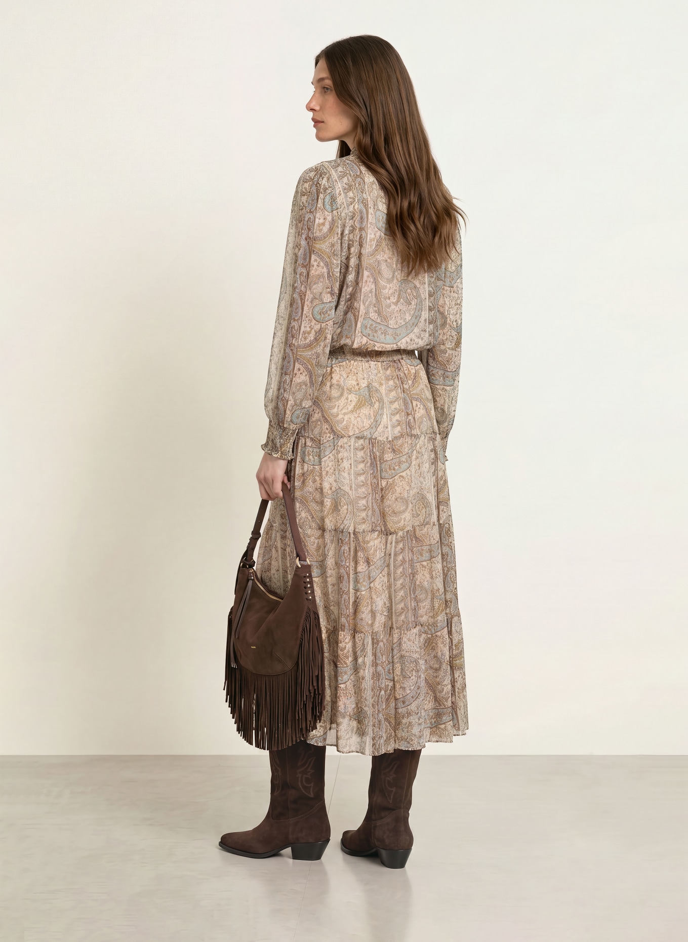 ba&sh Rock CALI mit Plissees: HELLBLAU / BRAUN / BEIGE