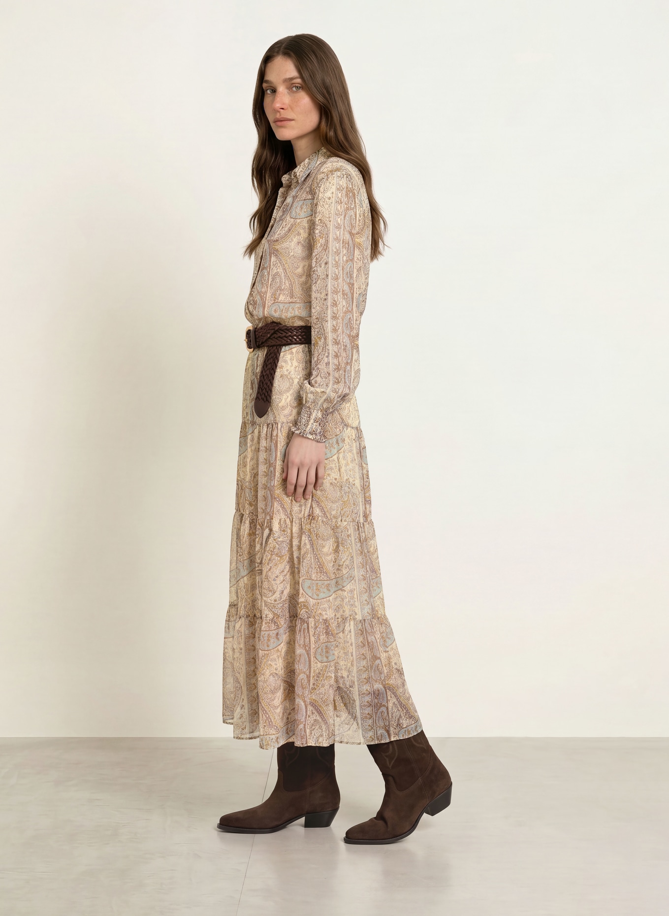 ba&sh Rock CALI mit Plissees: HELLBLAU / BRAUN / BEIGE