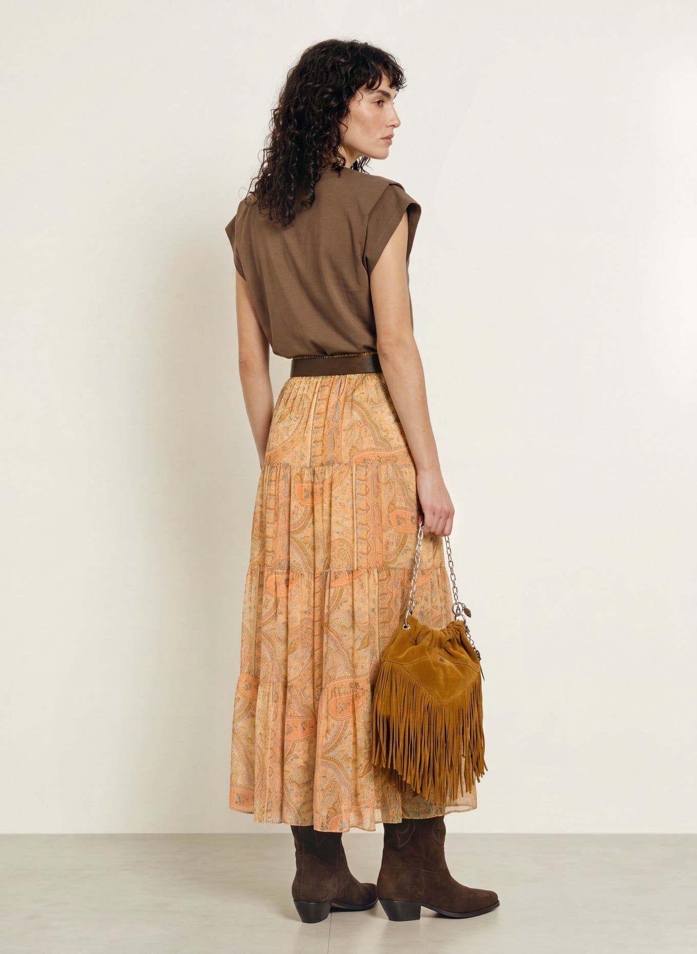 ba&sh Rock CALI mit Plissees: GELB / HELLORANGE / KHAKI
