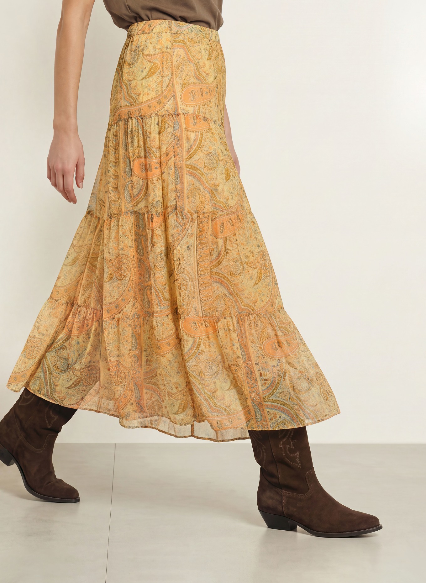 ba&sh Rock CALI mit Plissees: GELB / HELLORANGE / KHAKI