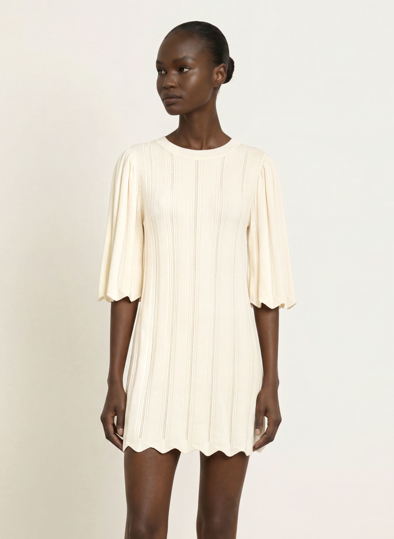 ba&sh Strickkleid SELINE mit 3/4-Arm: CREME