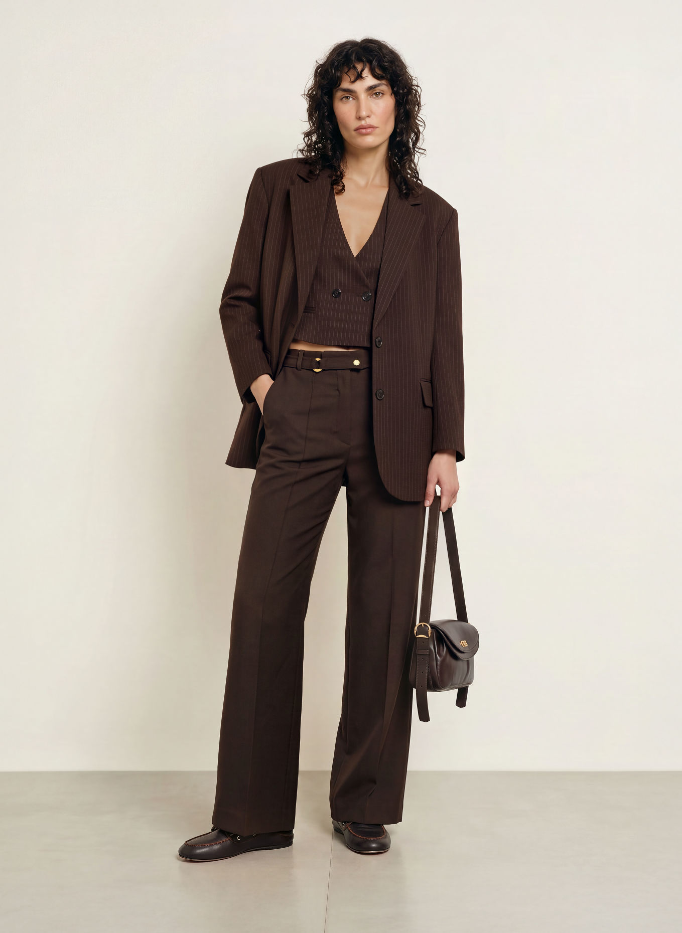SANDRO Blazer: DUNKELBRAUN / BLAU