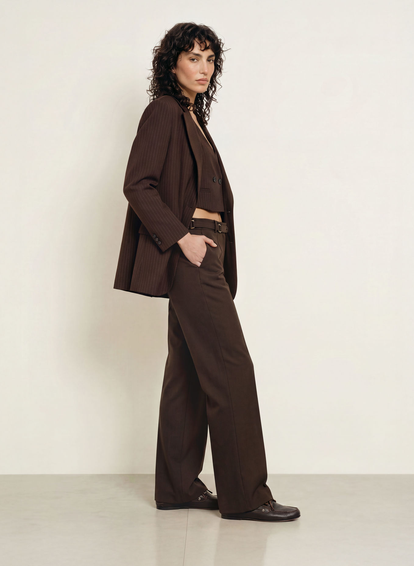 SANDRO Blazer: DUNKELBRAUN / BLAU