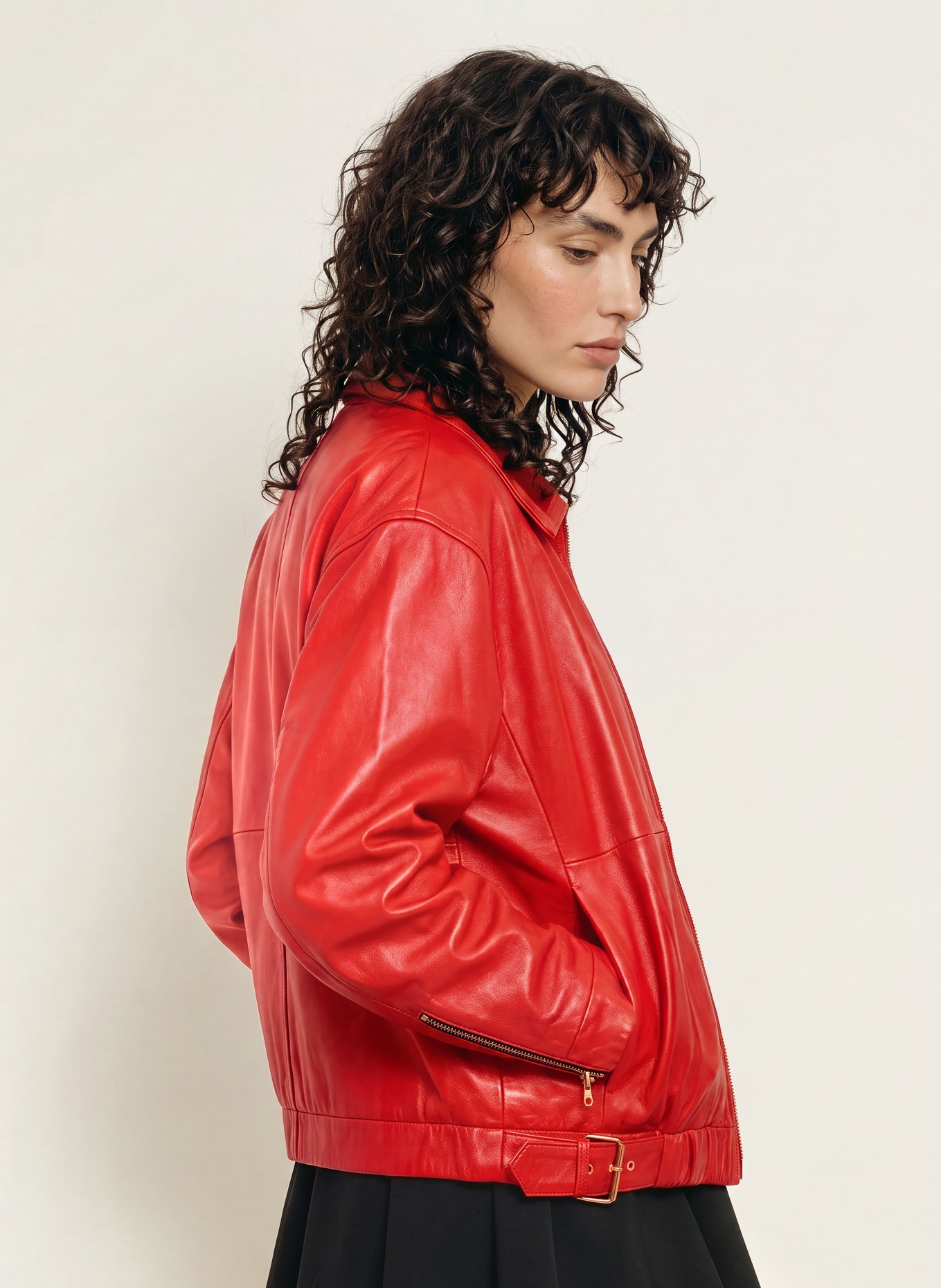 SANDRO Lederblouson: ROT