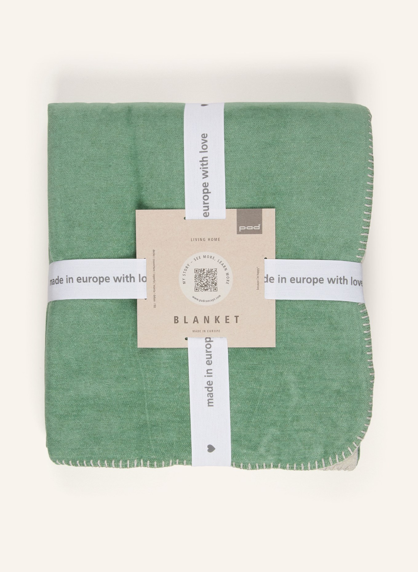 PAD HOBART Throw blanket: LIGHT GREEN / CREAM