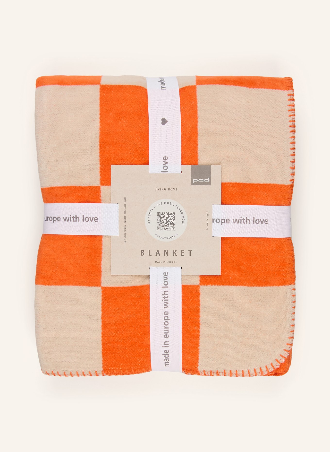 PAD CHESS Throw blanket: ORANGE / BEIGE