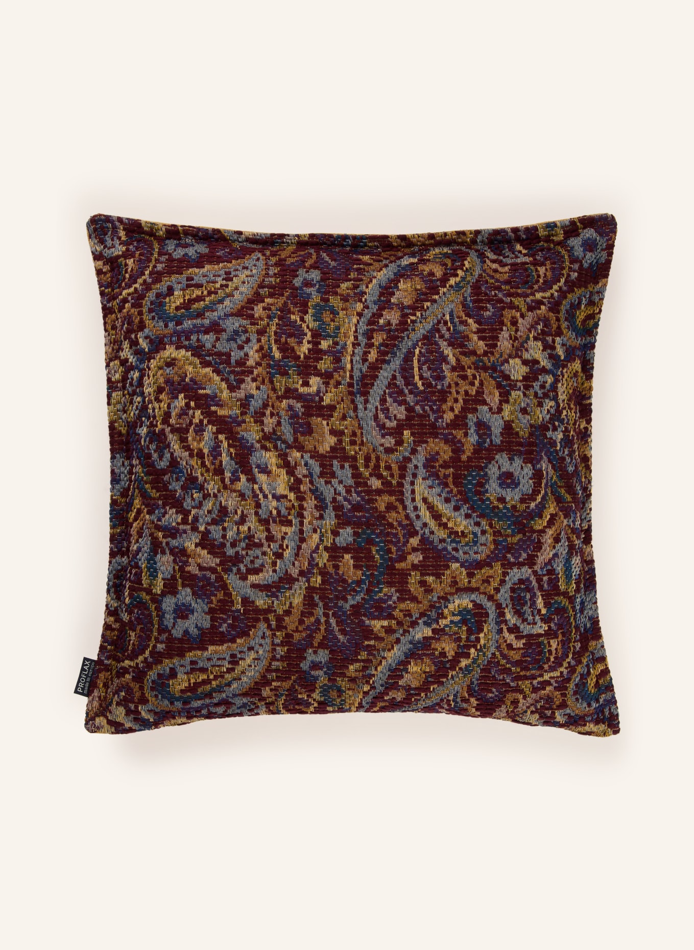 PROFLAX BROCCOLO Decorative cushion cover: DARK RED / GOLD / BLUE GRAY