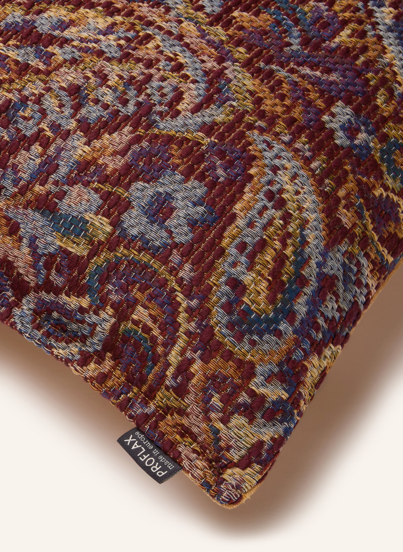 PROFLAX BROCCOLO Decorative cushion cover: DARK RED / GOLD / BLUE GRAY