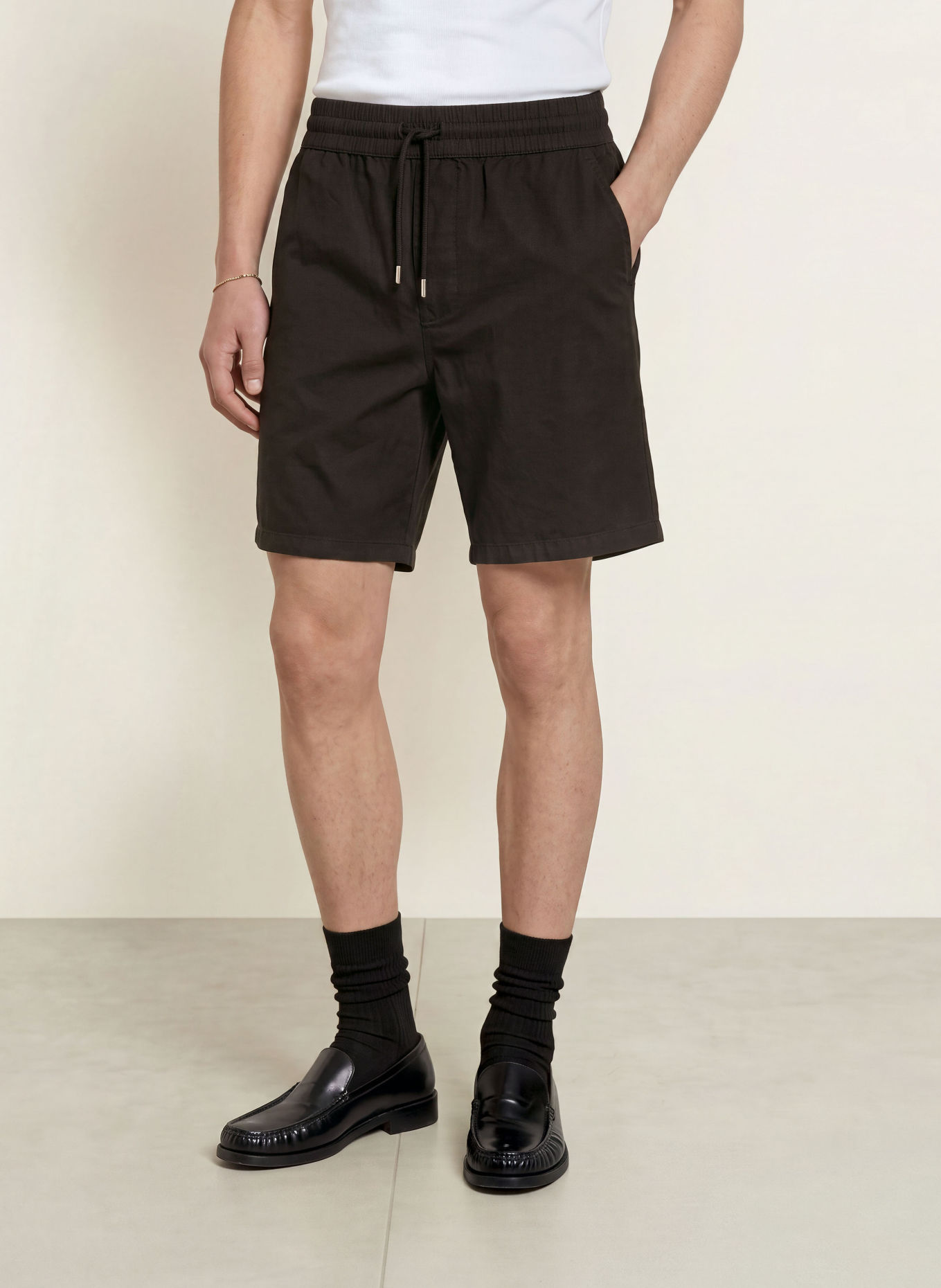 ALLSAINTS Short HANBURY en lin: NOIR