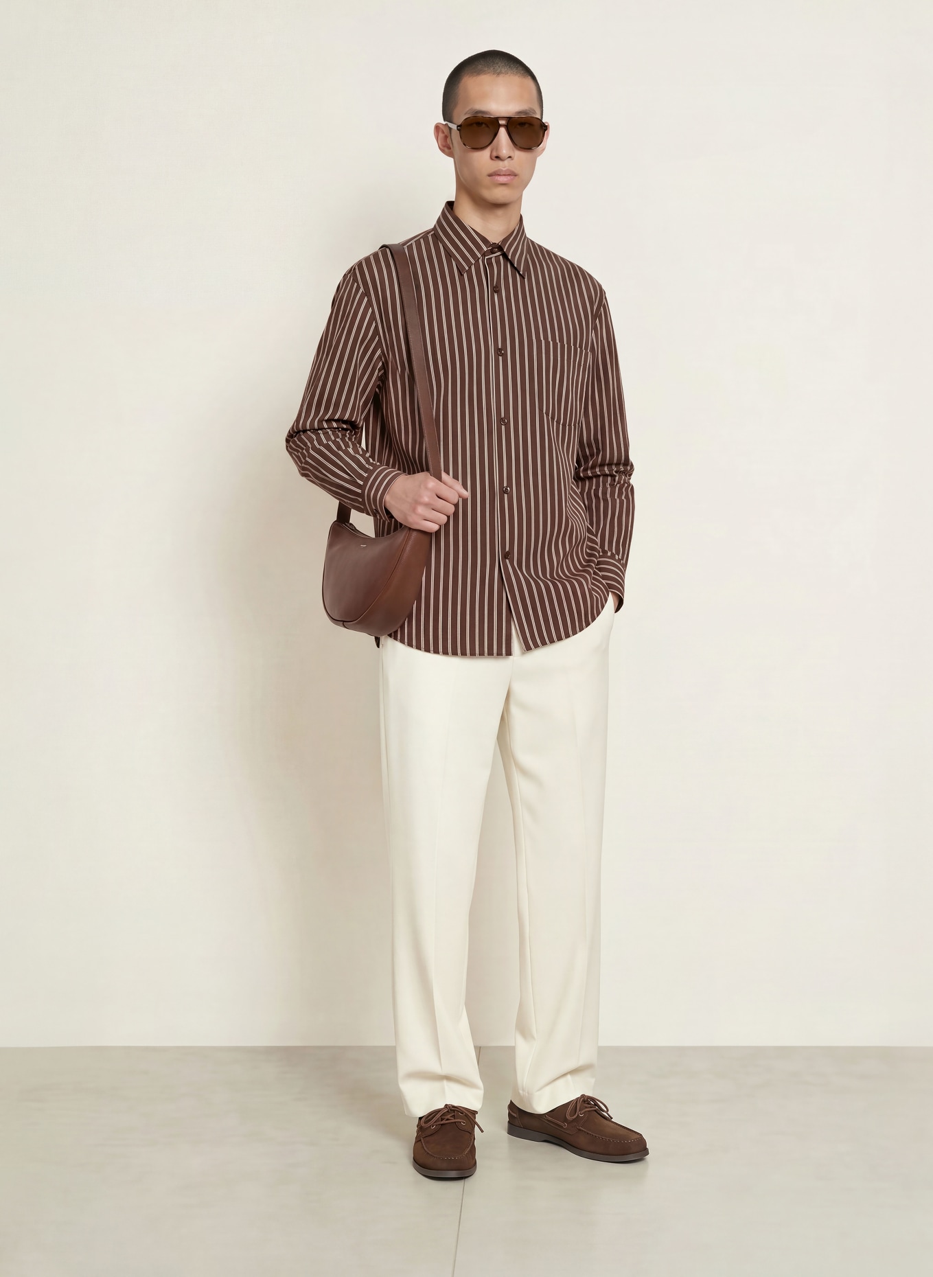 SANDRO Hemd Comfort Fit: BRAUN / BEIGE