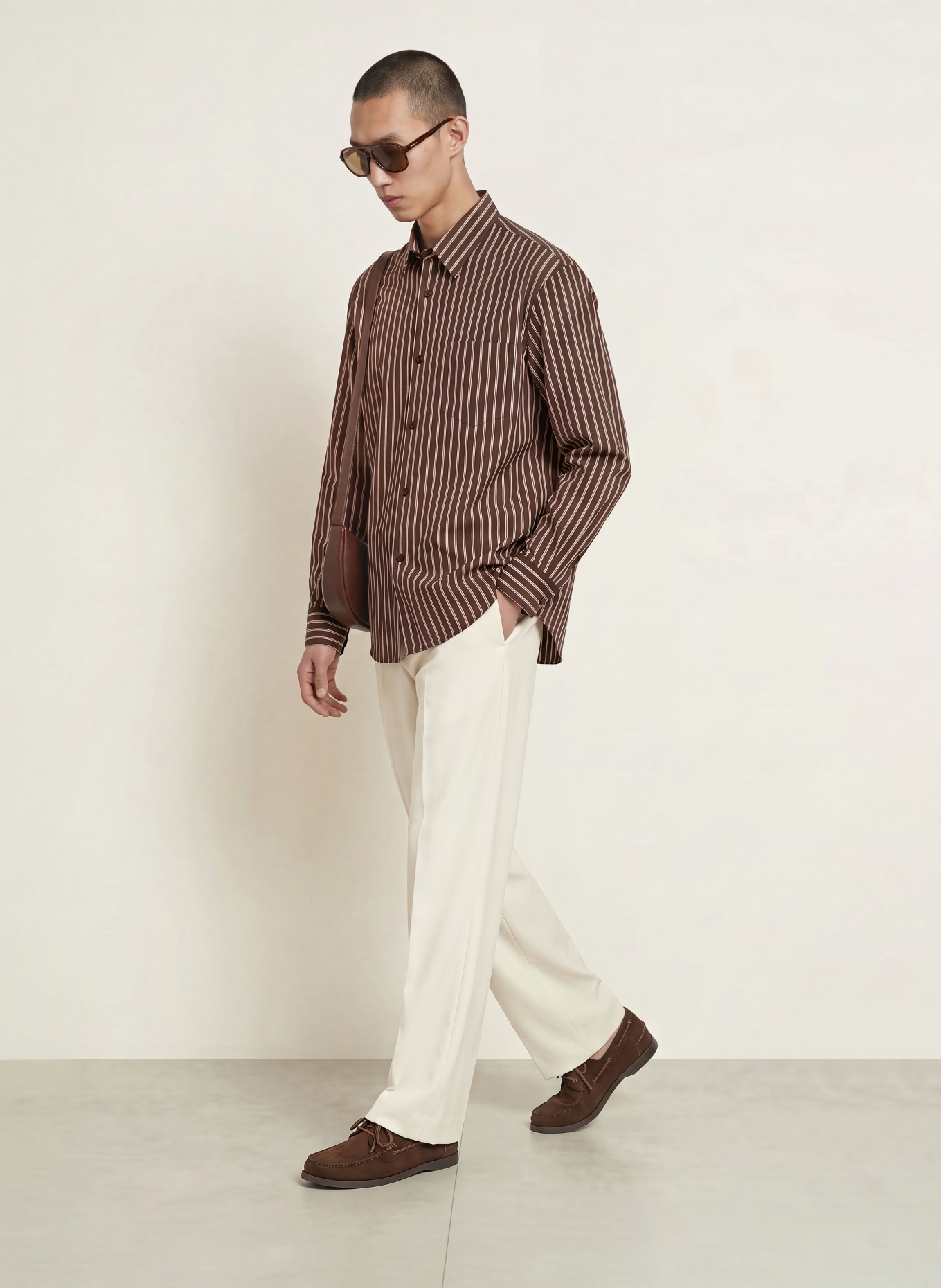 SANDRO Hemd Comfort Fit: BRAUN / BEIGE