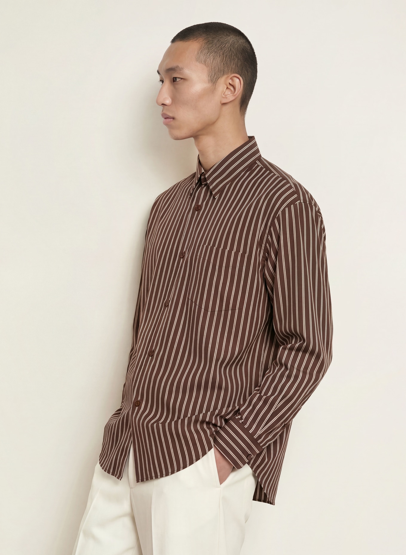 SANDRO Hemd Comfort Fit: BRAUN / BEIGE
