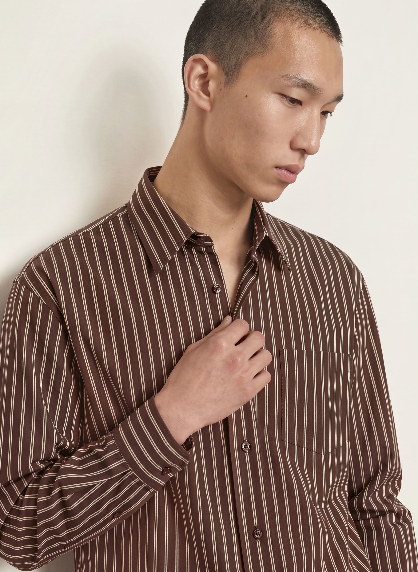 SANDRO Hemd Comfort Fit: BRAUN / BEIGE