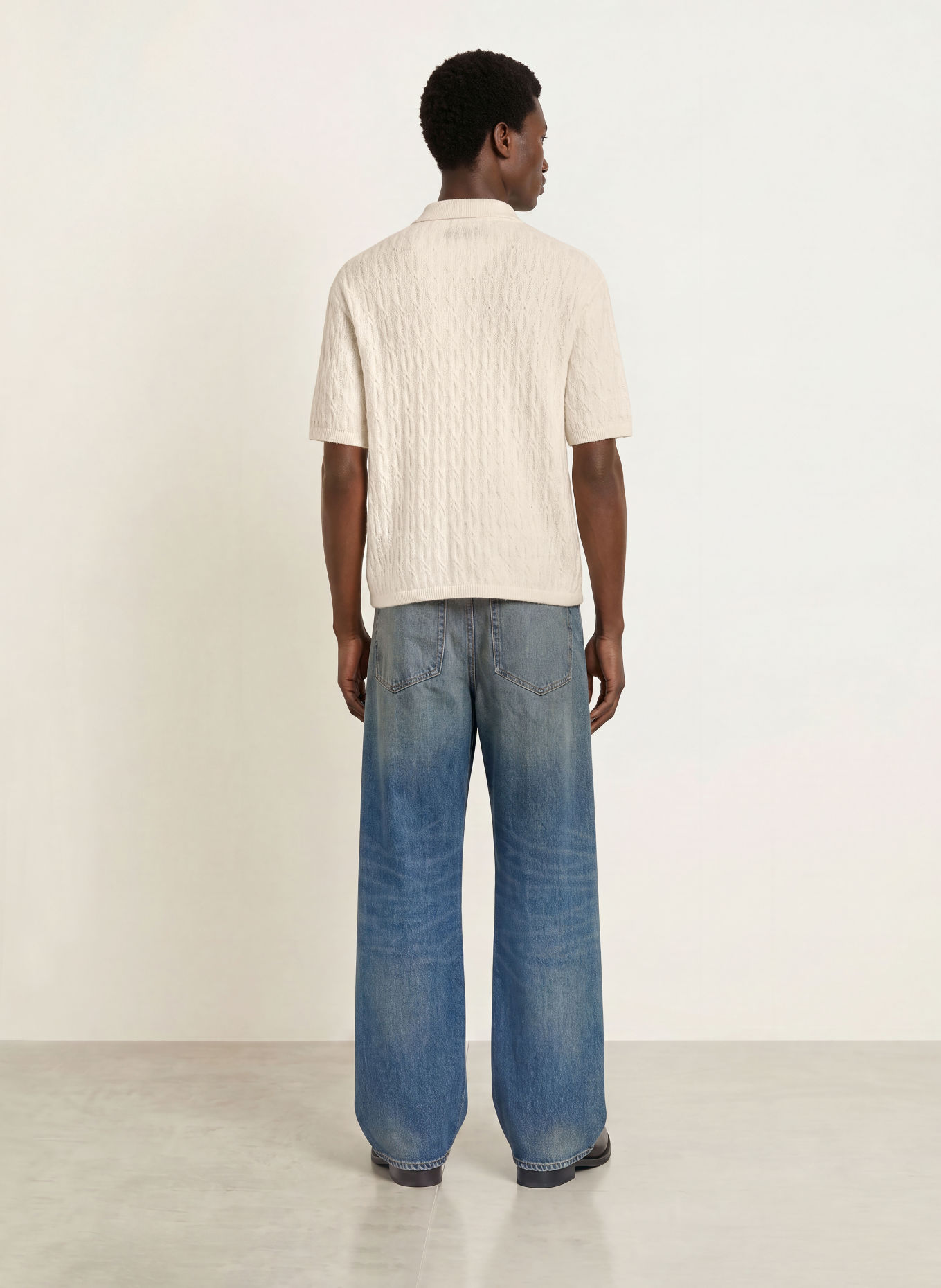 ALLSAINTS Polo en maille CYCLONE: ÉCRU