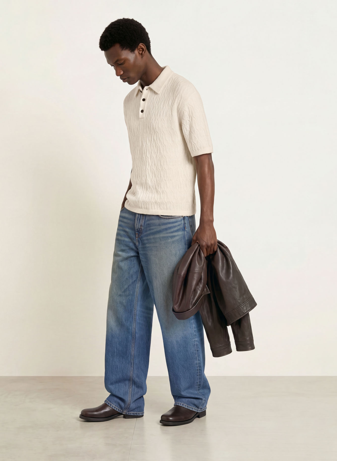 ALLSAINTS Polo en maille CYCLONE: ÉCRU