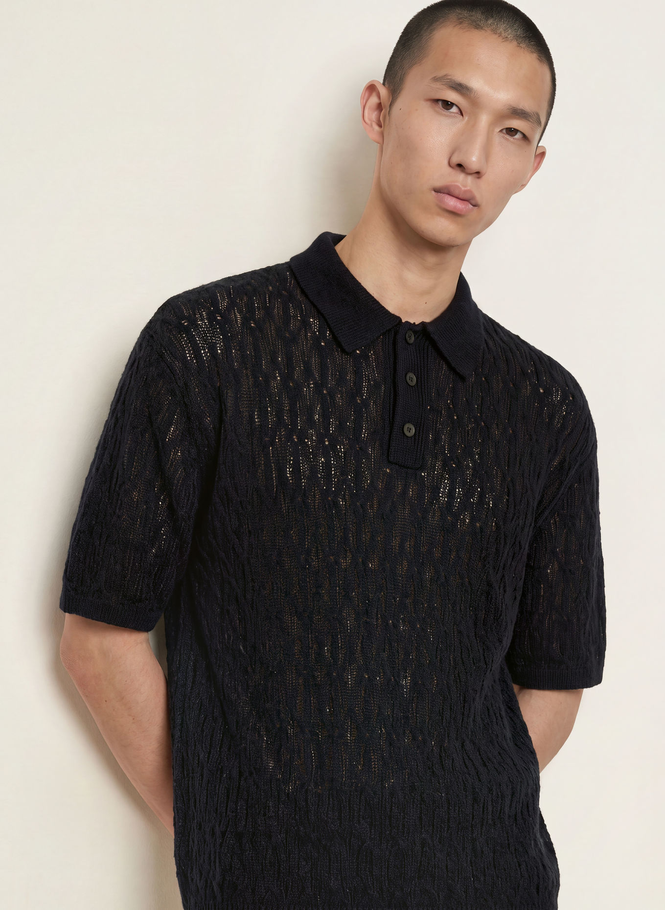 ALLSAINTS Polo en maille CYCLONE: NOIR
