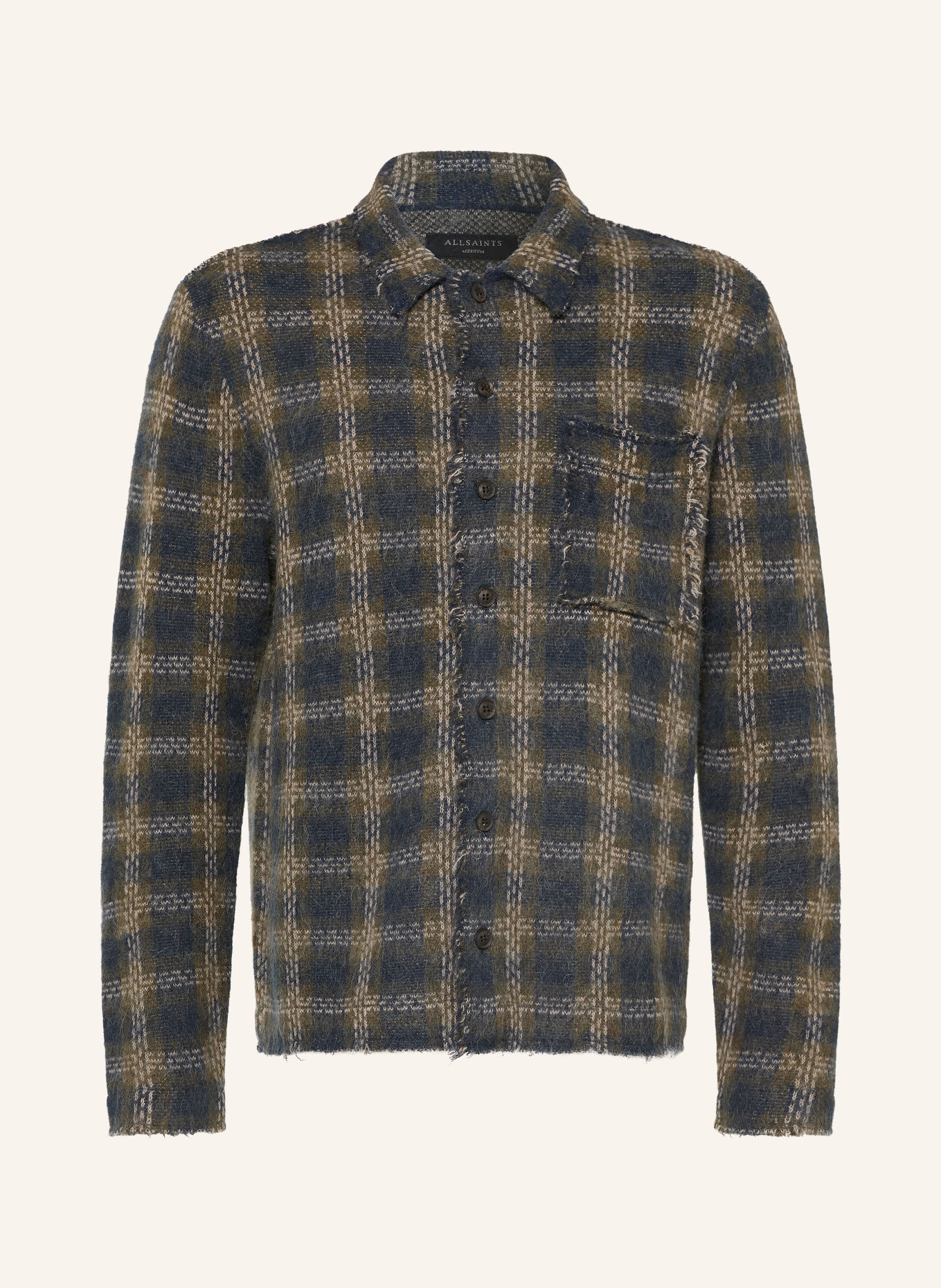 ALLSAINTS Strickhemd MENARD Regular Fit: DUNKELBLAU / ECRU / KHAKI