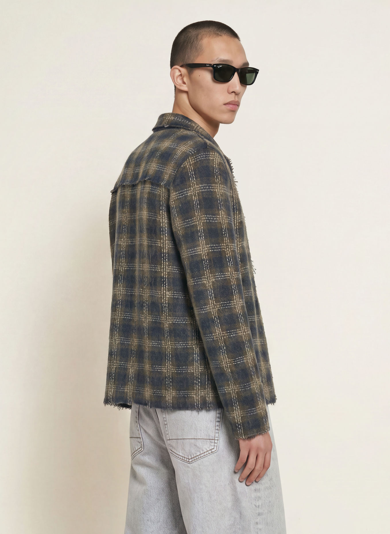 ALLSAINTS Strickhemd MENARD Regular Fit: DUNKELBLAU / ECRU / KHAKI
