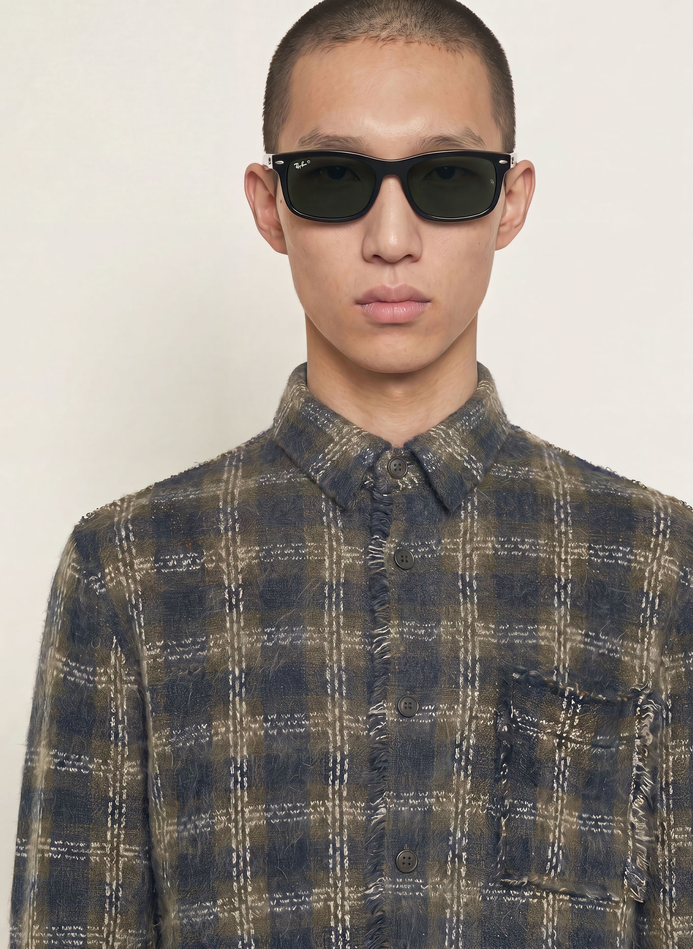 ALLSAINTS Strickhemd MENARD Regular Fit: DUNKELBLAU / ECRU / KHAKI