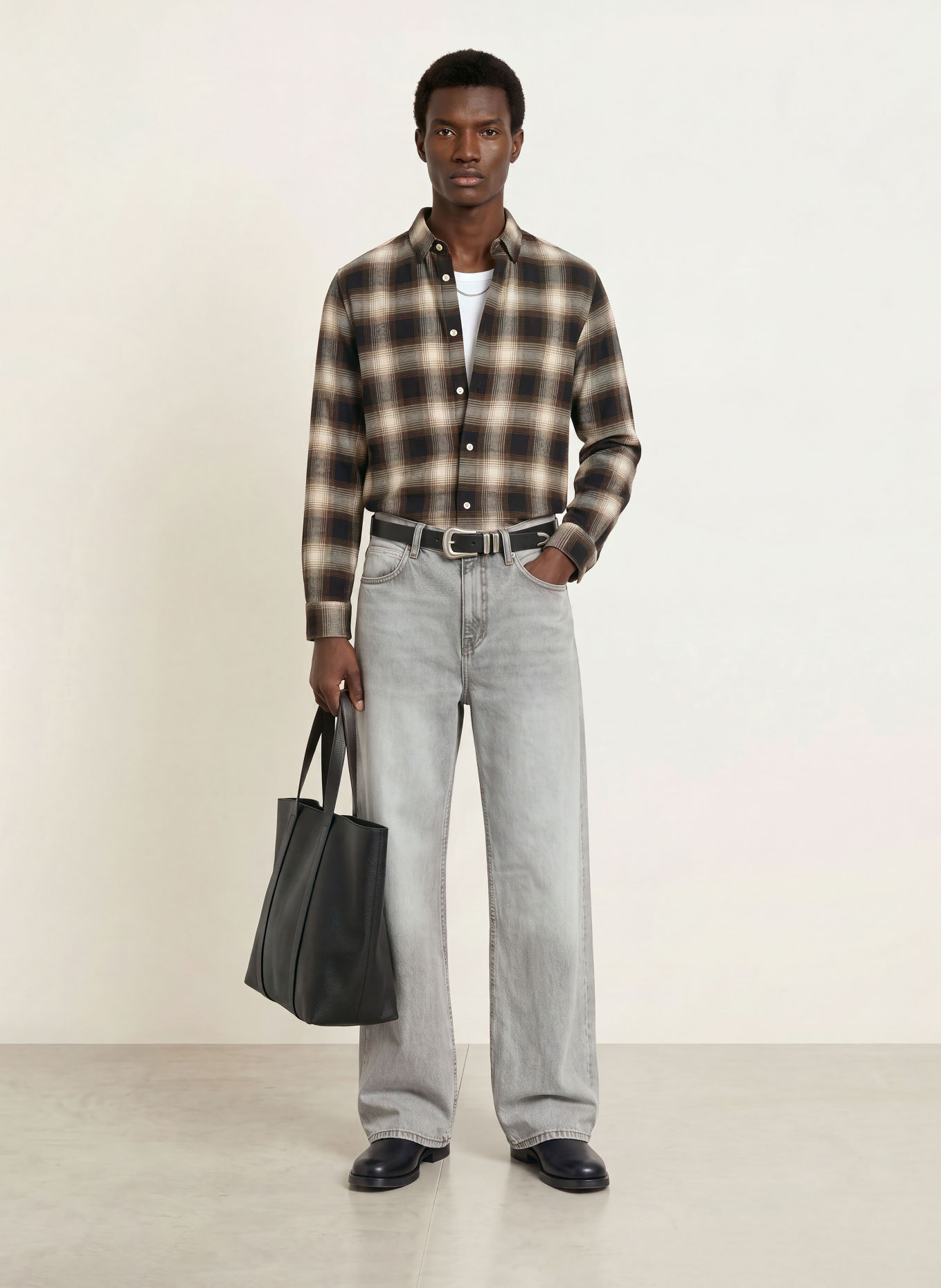 ALLSAINTS Flanellhemd BASELINE Relaxed Fit: SCHWARZ