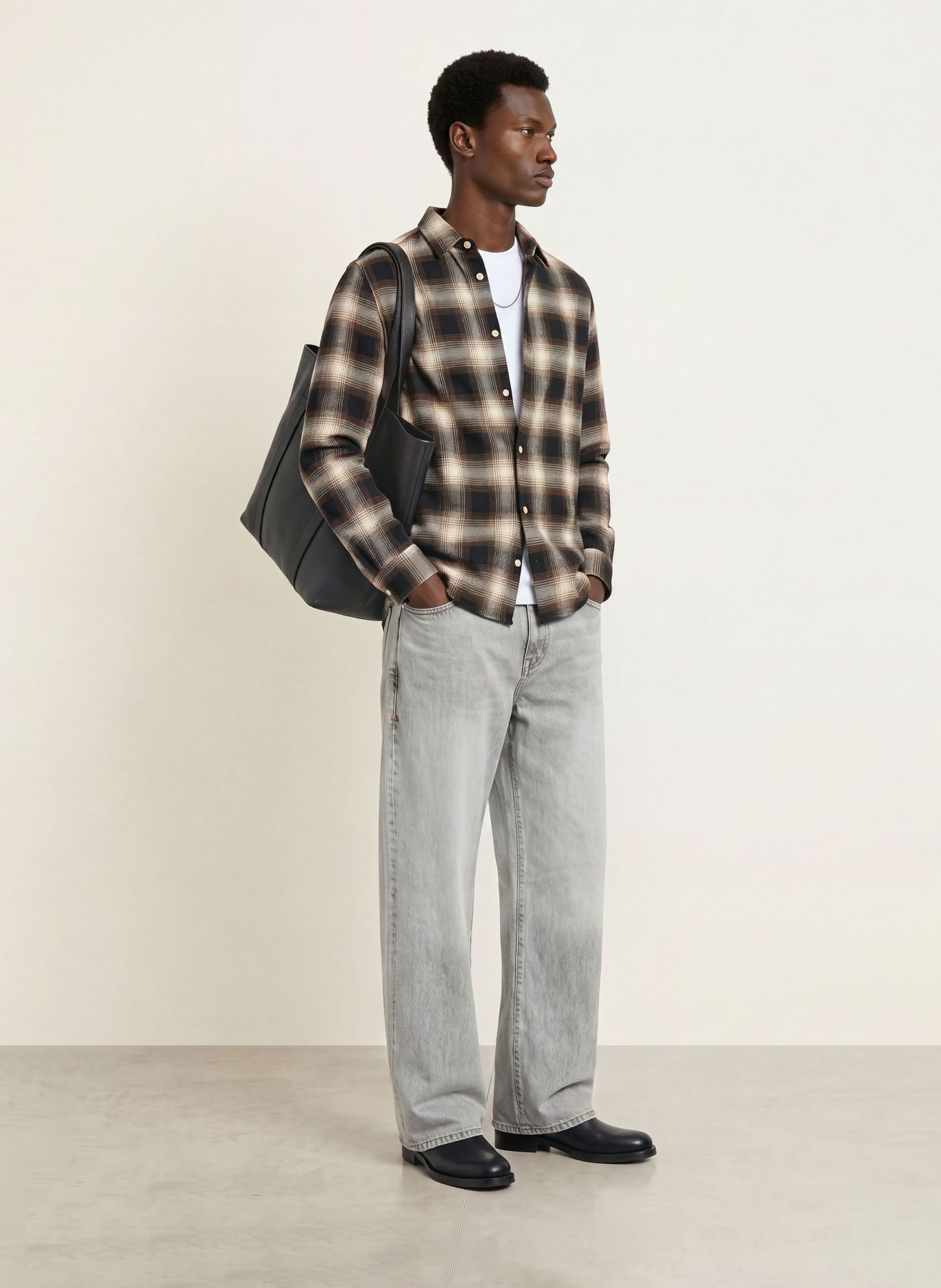 ALLSAINTS Flanellhemd BASELINE Relaxed Fit: SCHWARZ