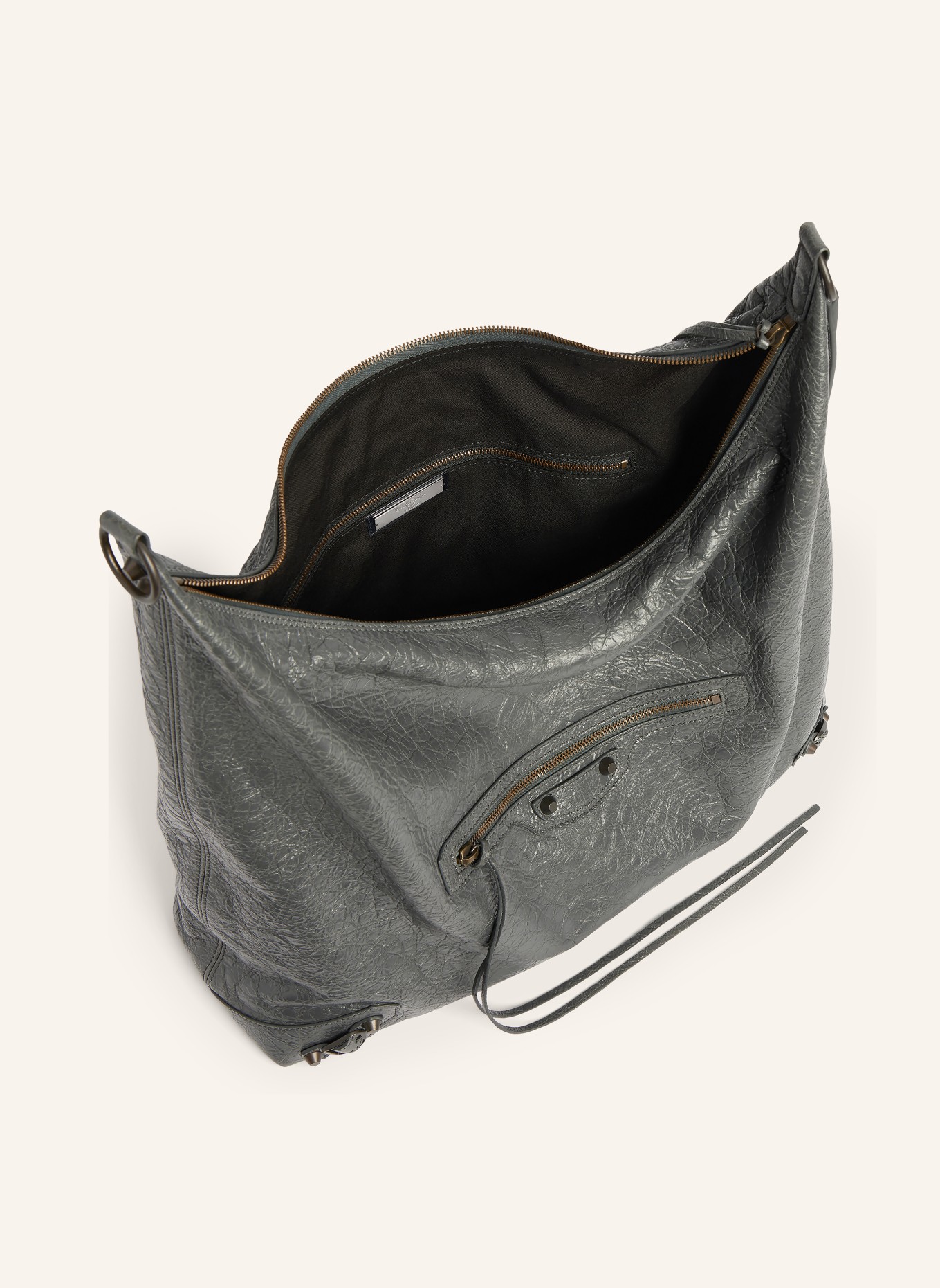 BALENCIAGA Schultertasche LE CITY LARGE mit Nieten: GRAU