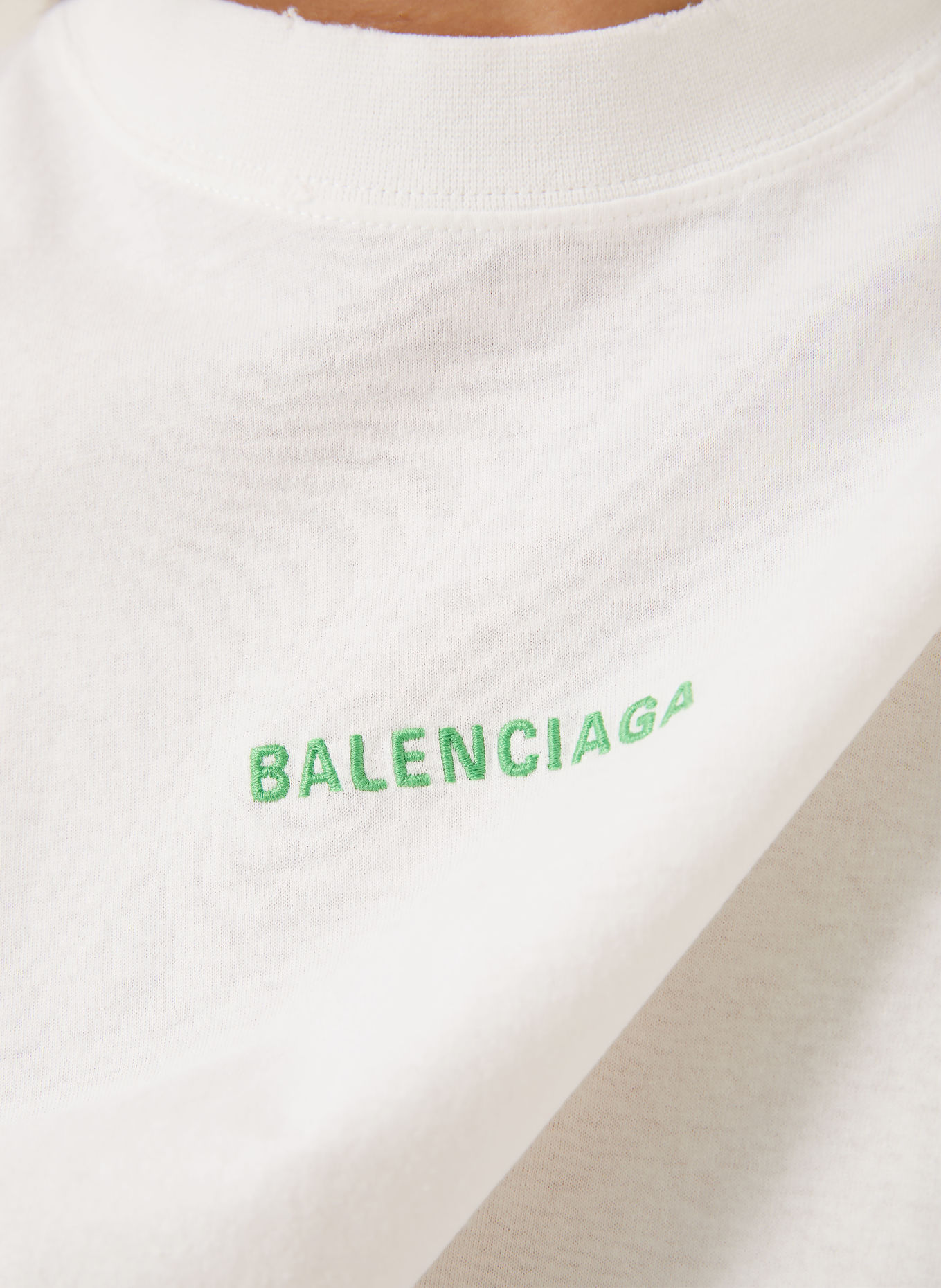 BALENCIAGA Koszulka oversize: BIAŁY / ZIELONY