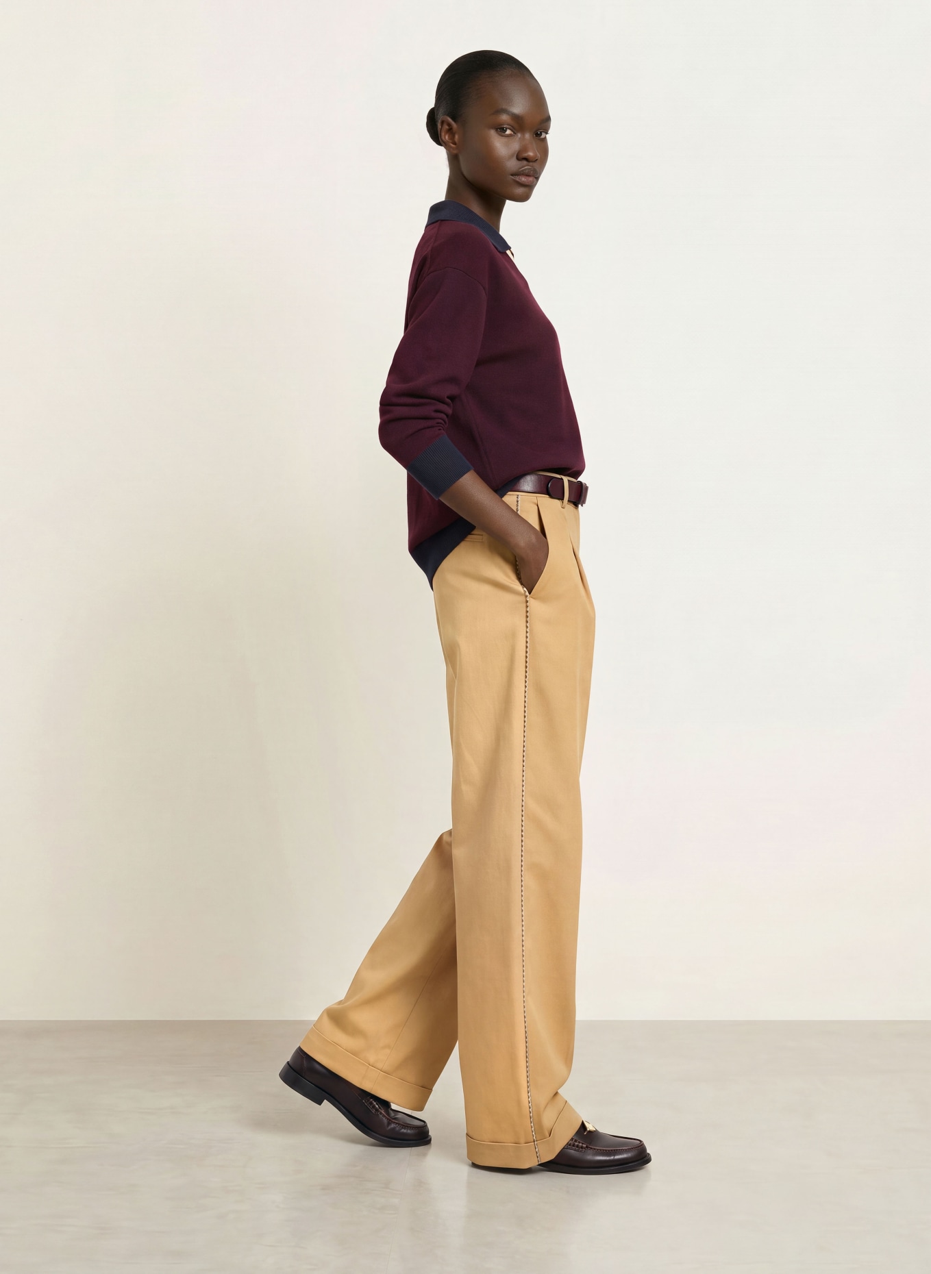 CLAUDIE PIERLOT Sweter: FIOLETOWY / ECRU / GRANATOWY