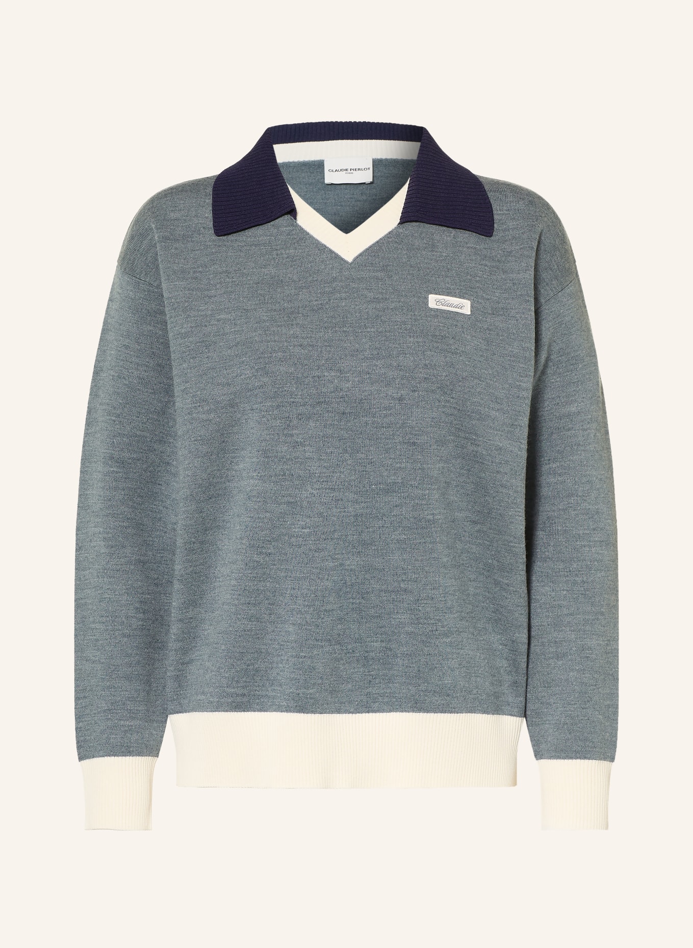 CLAUDIE PIERLOT Sweter: SZARONIEBIESKI / GRANATOWY / BIAŁY