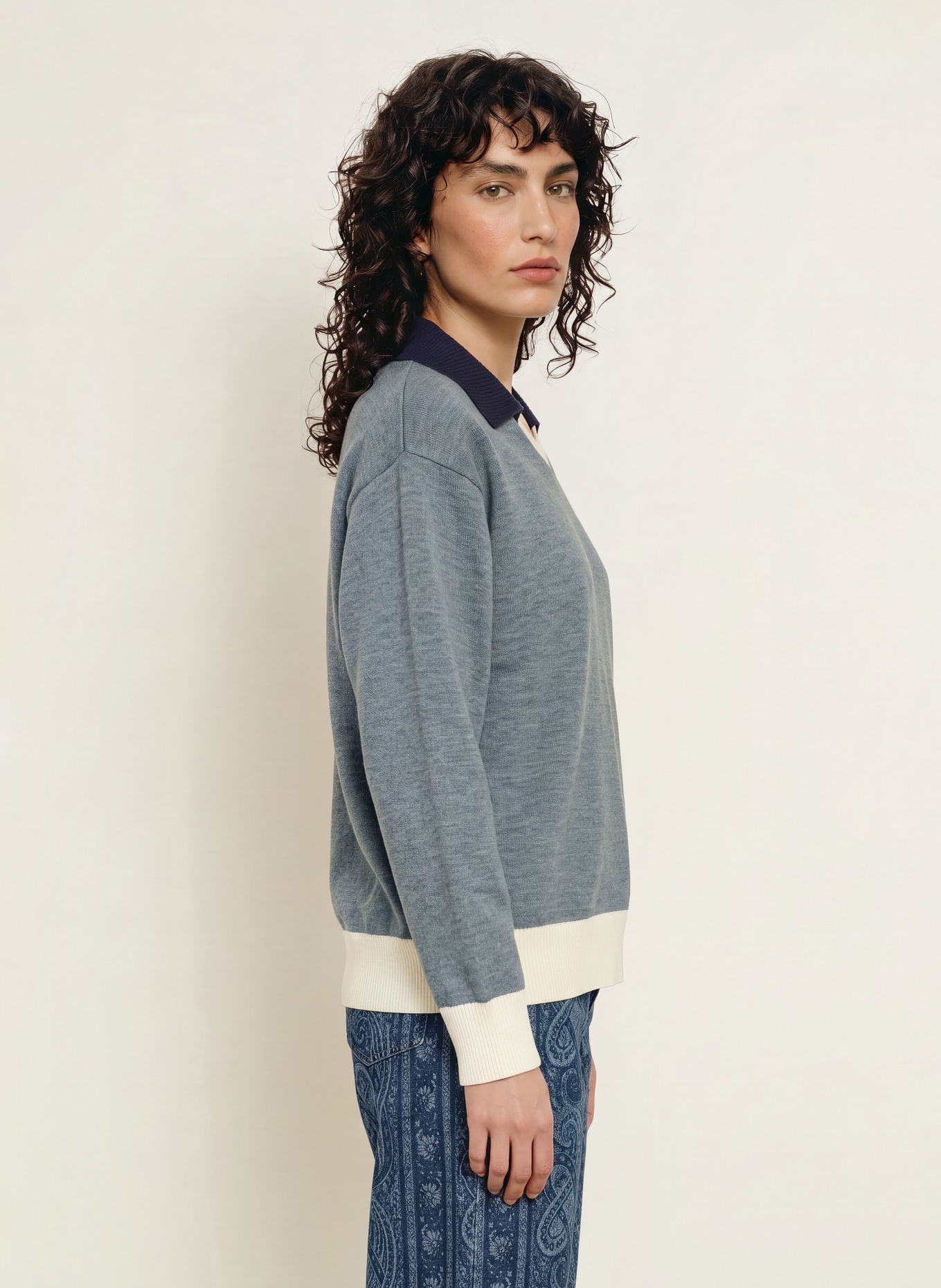 CLAUDIE PIERLOT Sweter: SZARONIEBIESKI / GRANATOWY / BIAŁY