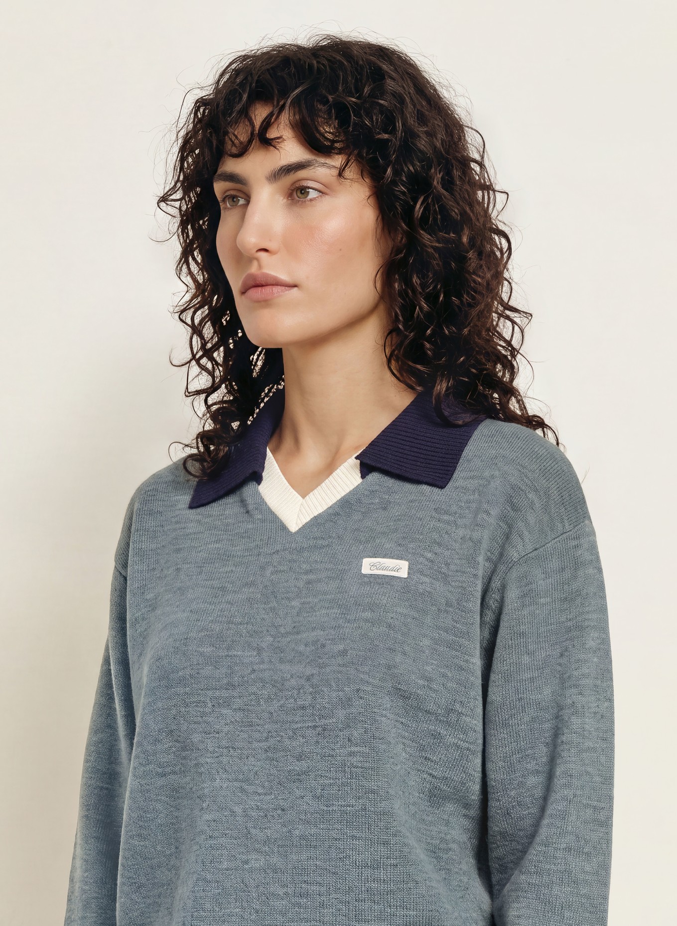 CLAUDIE PIERLOT Sweter: SZARONIEBIESKI / GRANATOWY / BIAŁY