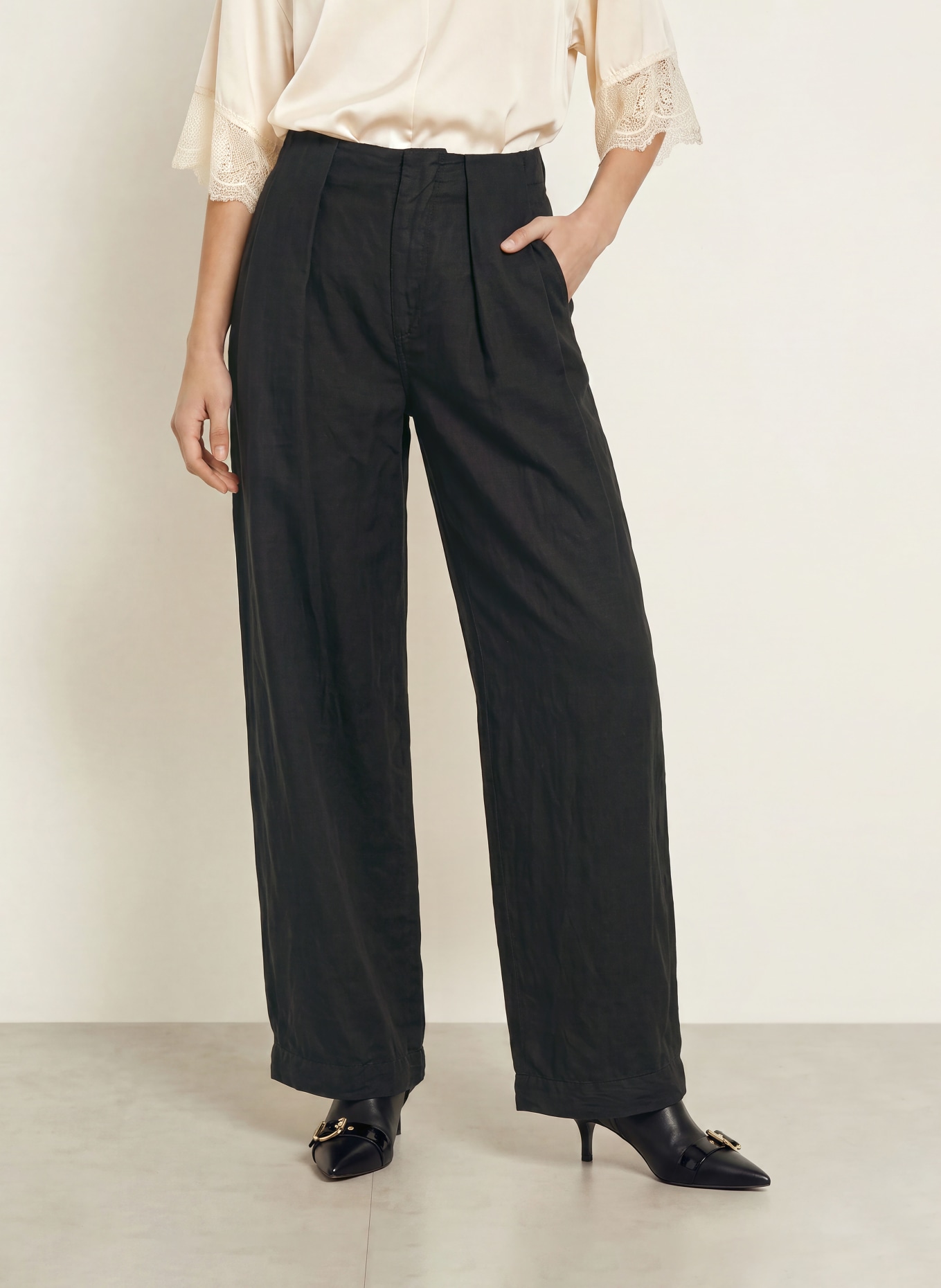 ALLSAINTS Pantalon en lin: NOIR