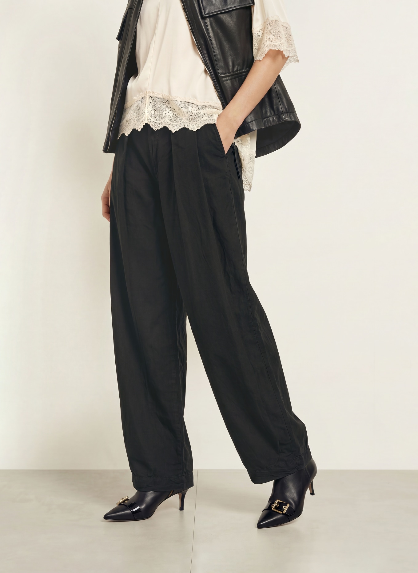 ALLSAINTS Pantalon en lin: NOIR