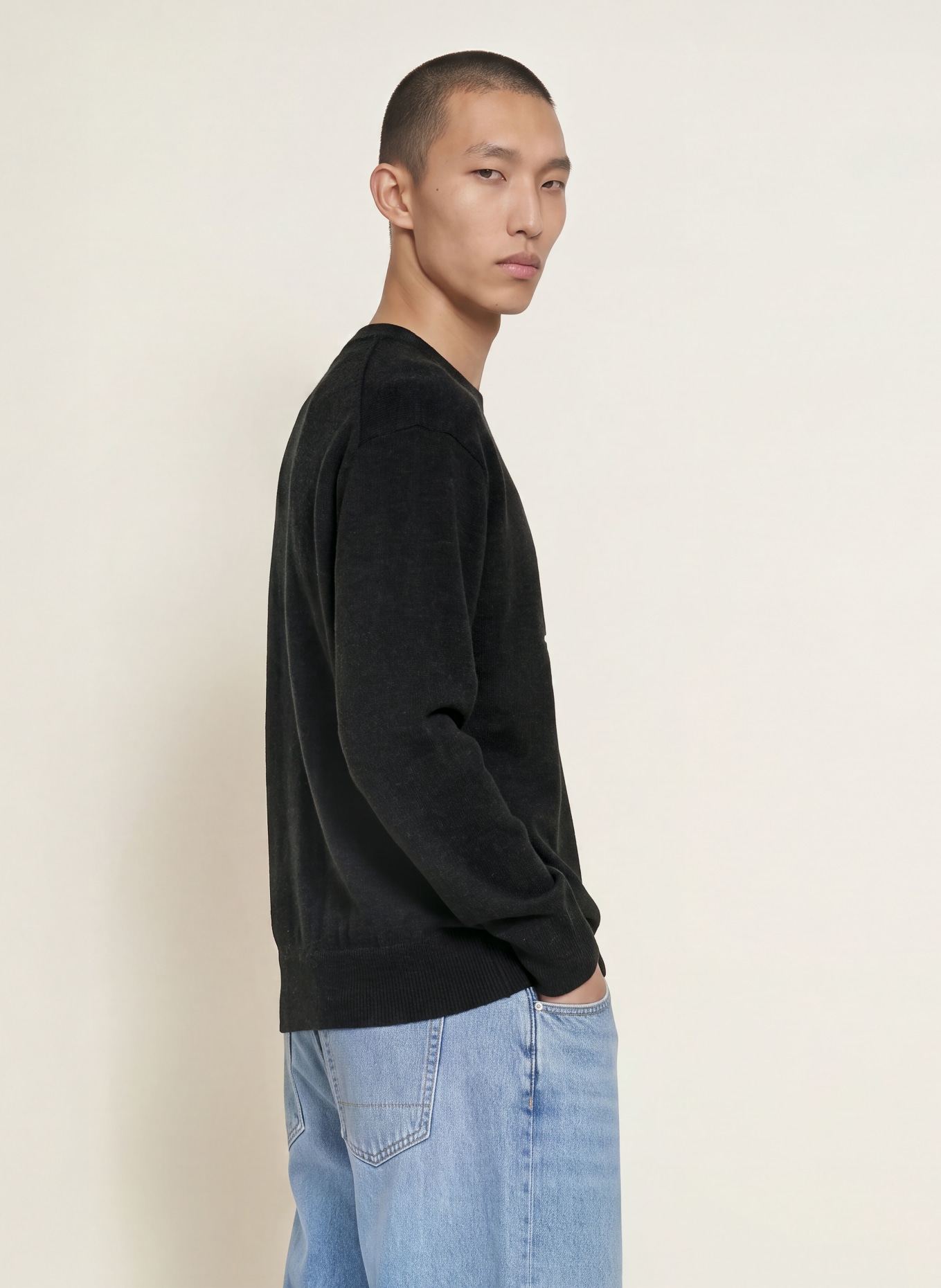 ALLSAINTS Pullover GRINNER: SCHWARZ / ECRU
