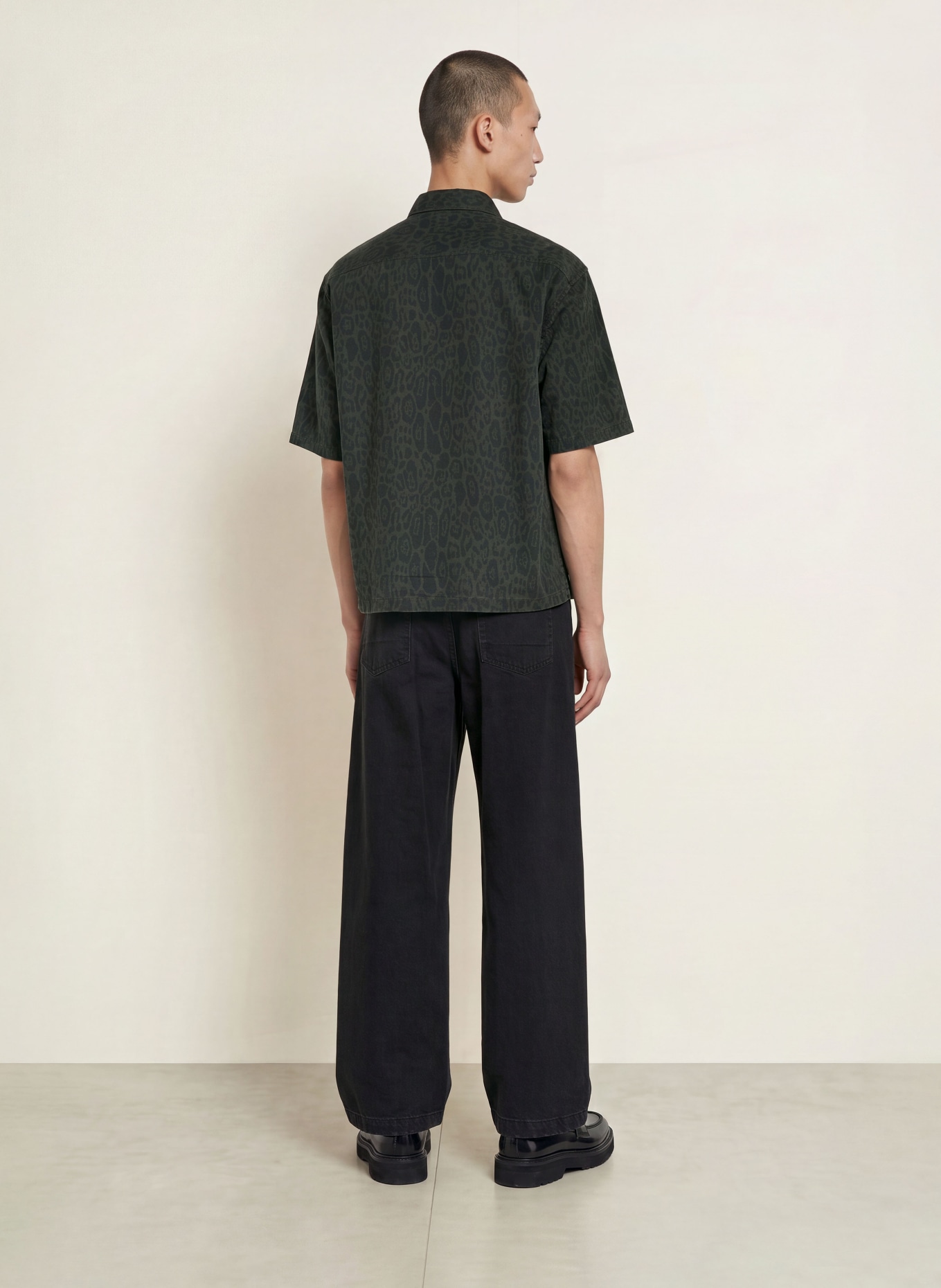 ALLSAINTS Kurzarm-Hemd LEOPARDO Oversized Fit: DUNKELGRÜN / SCHWARZ