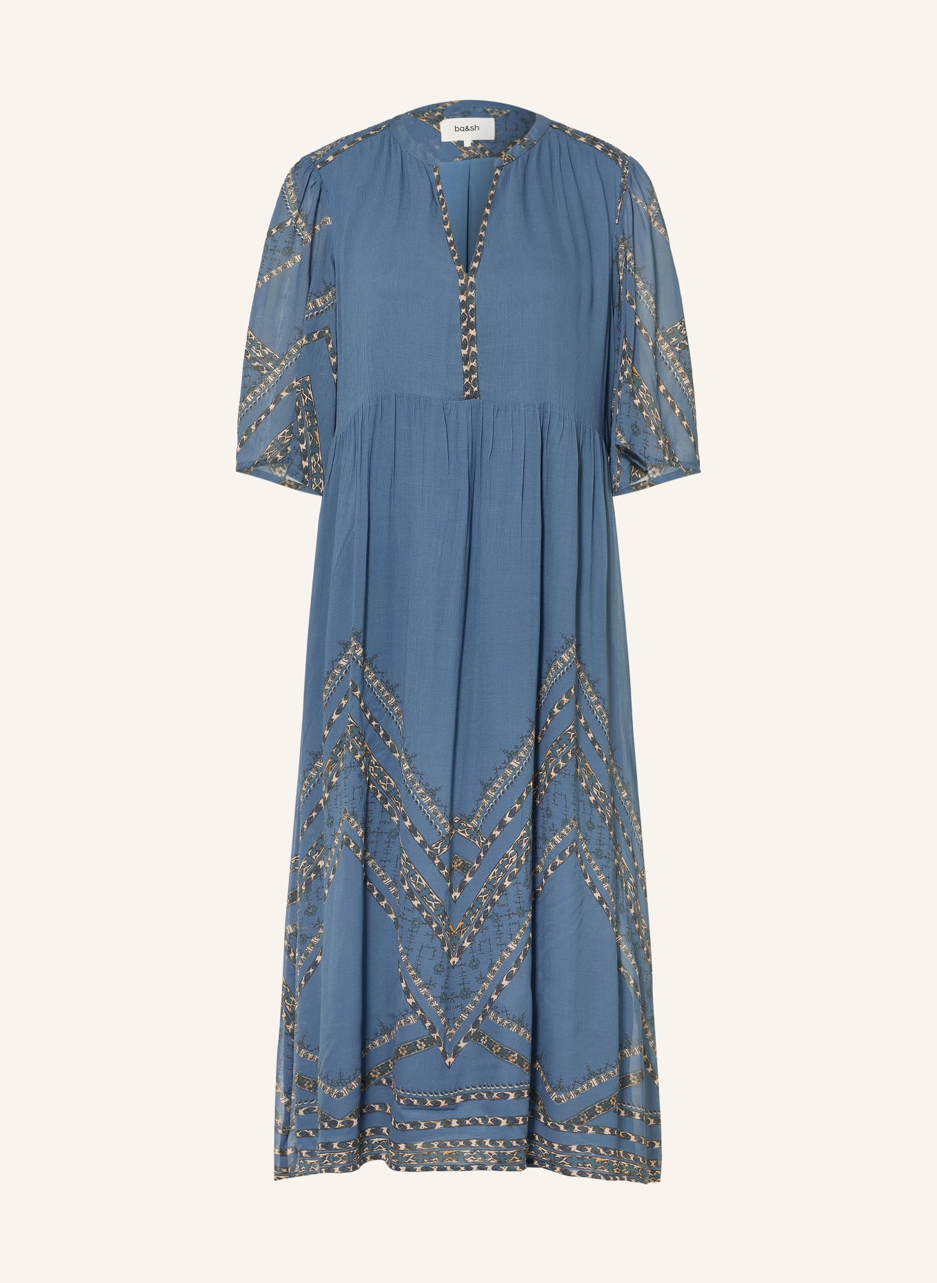 ba&sh Kleid PACIFICA: BLAU / BEIGE