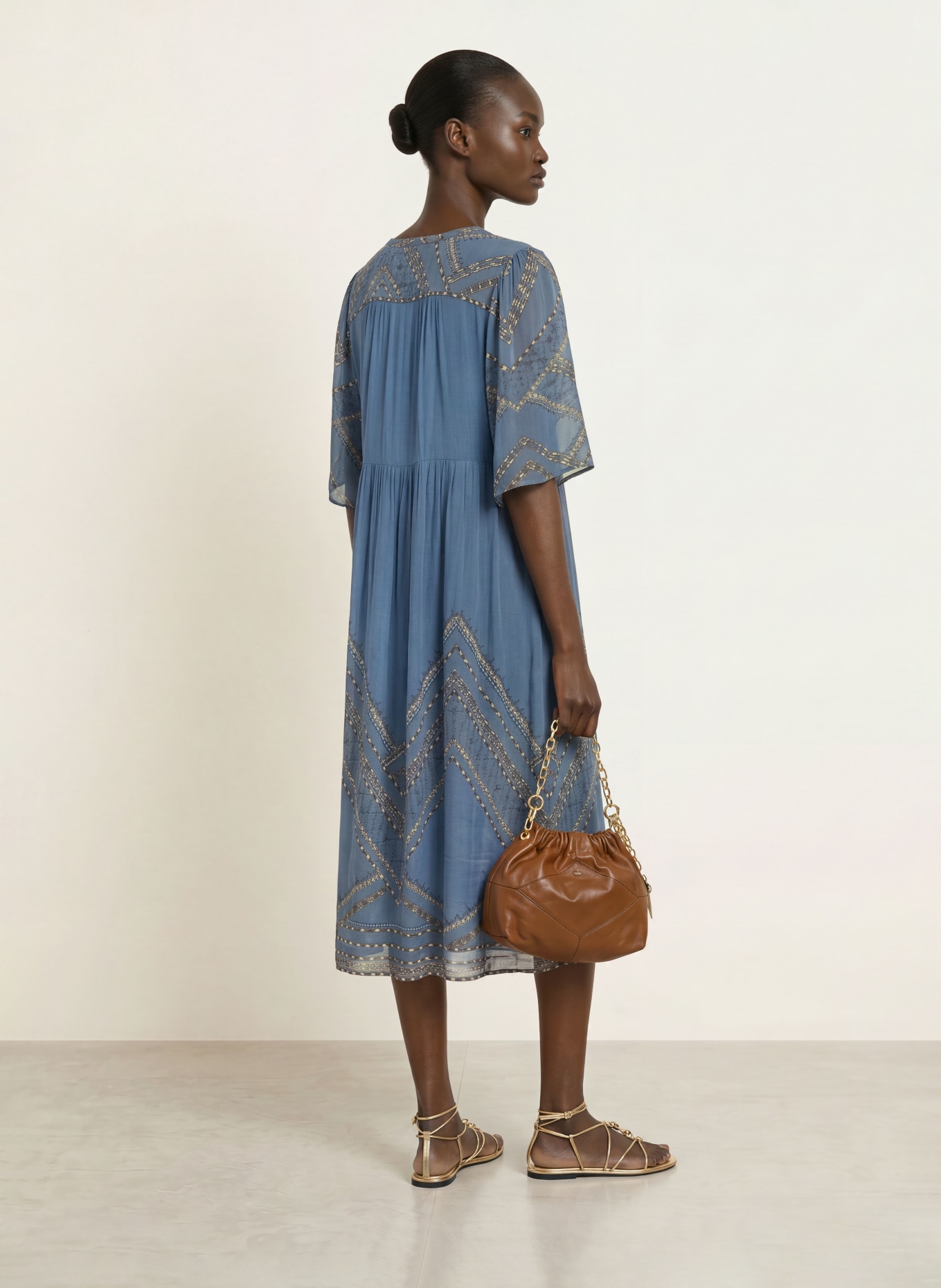 ba&sh Kleid PACIFICA: BLAU / BEIGE