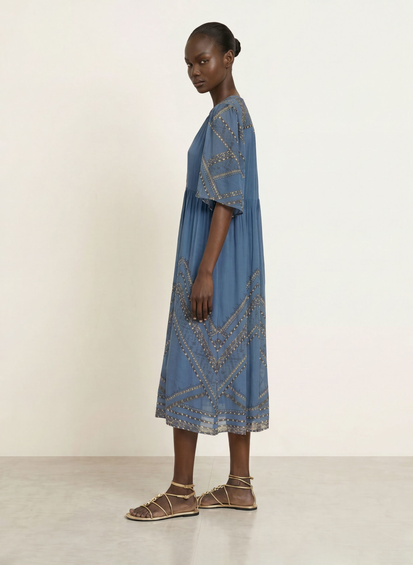 ba&sh Kleid PACIFICA: BLAU / BEIGE