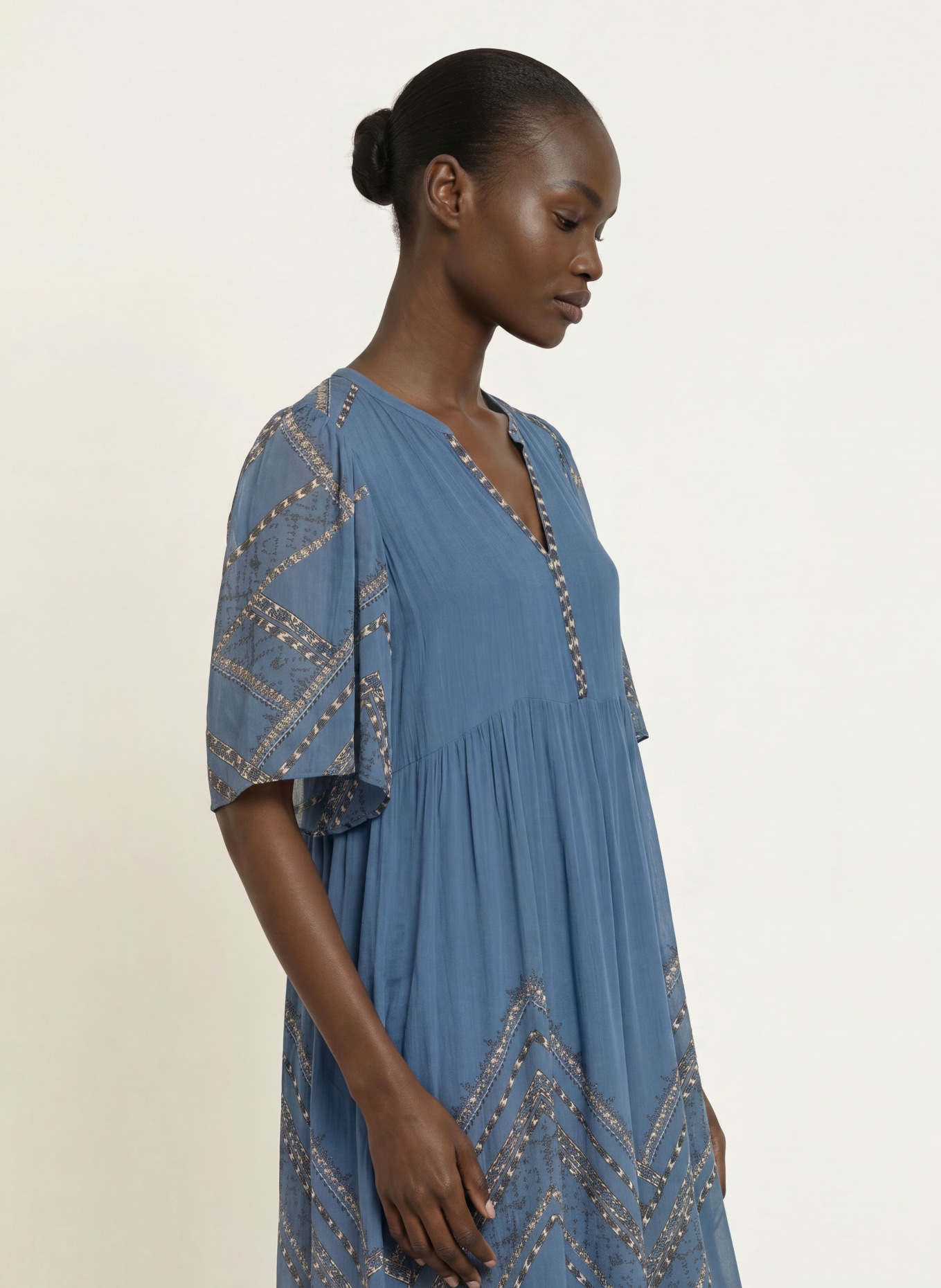 ba&sh Kleid PACIFICA: BLAU / BEIGE