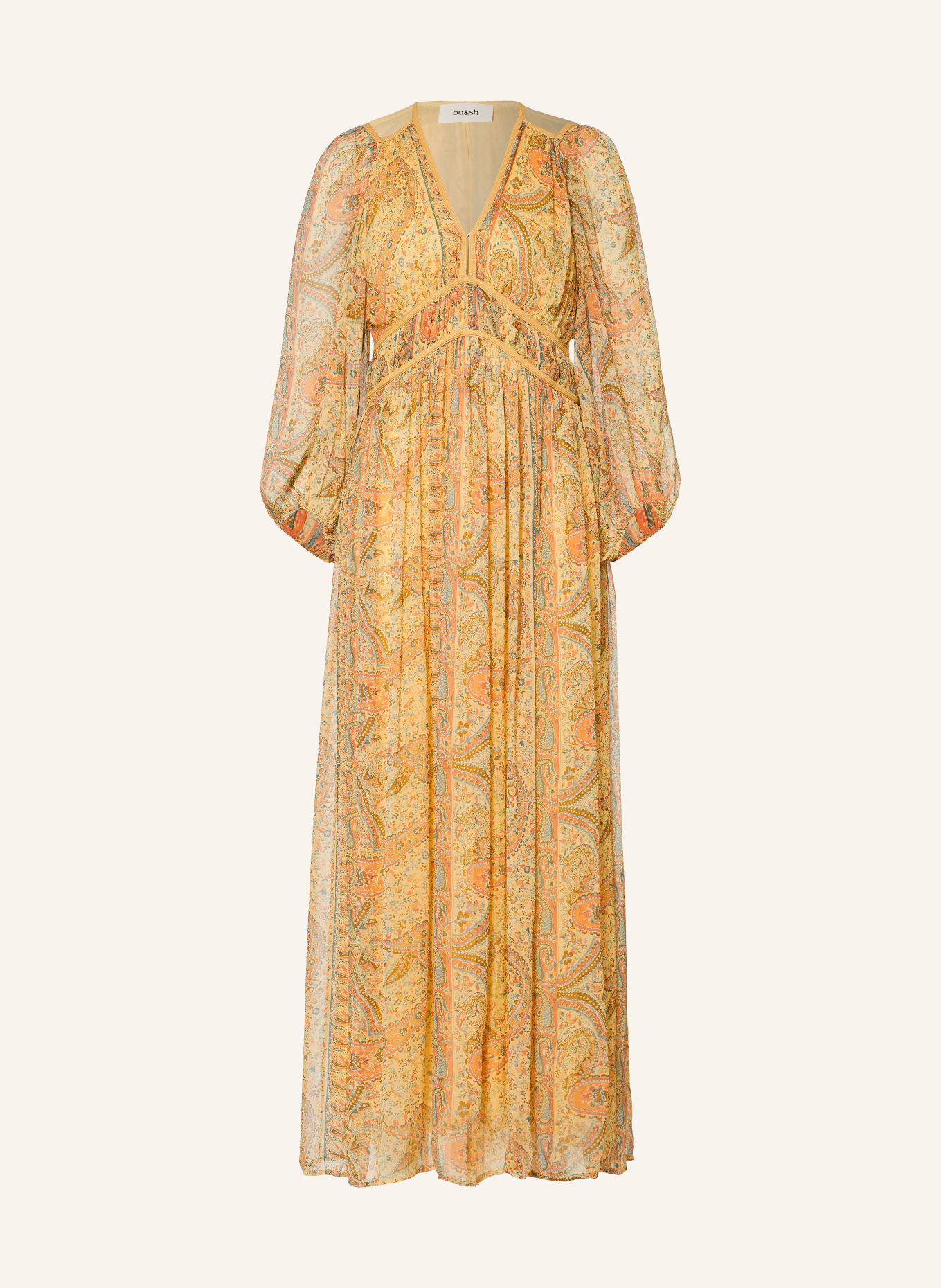 ba&sh Kleid CHANA mit Cut-outs: BEIGE / DUNKELORANGE / BLAU