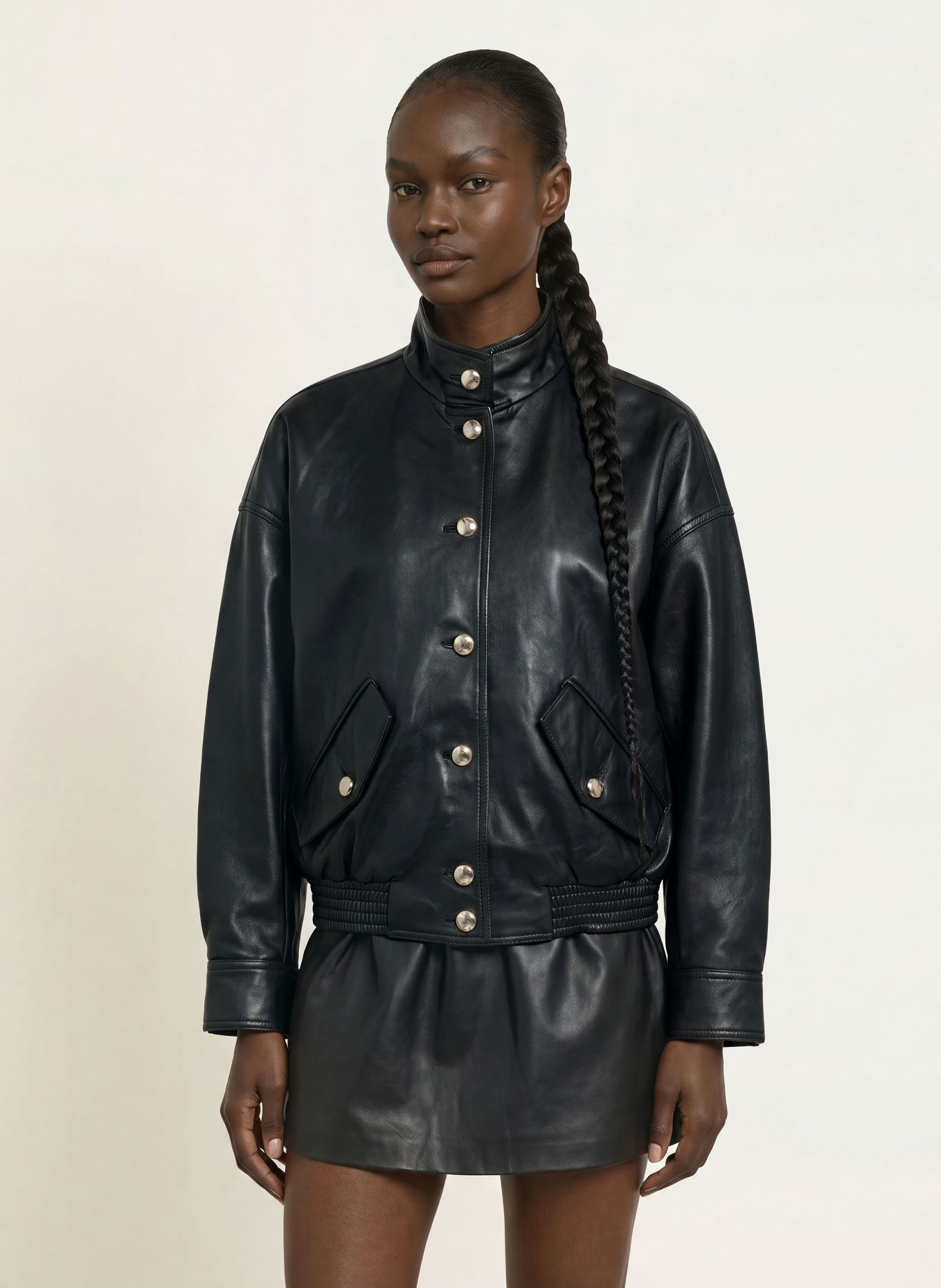 maje Lederblouson: SCHWARZ