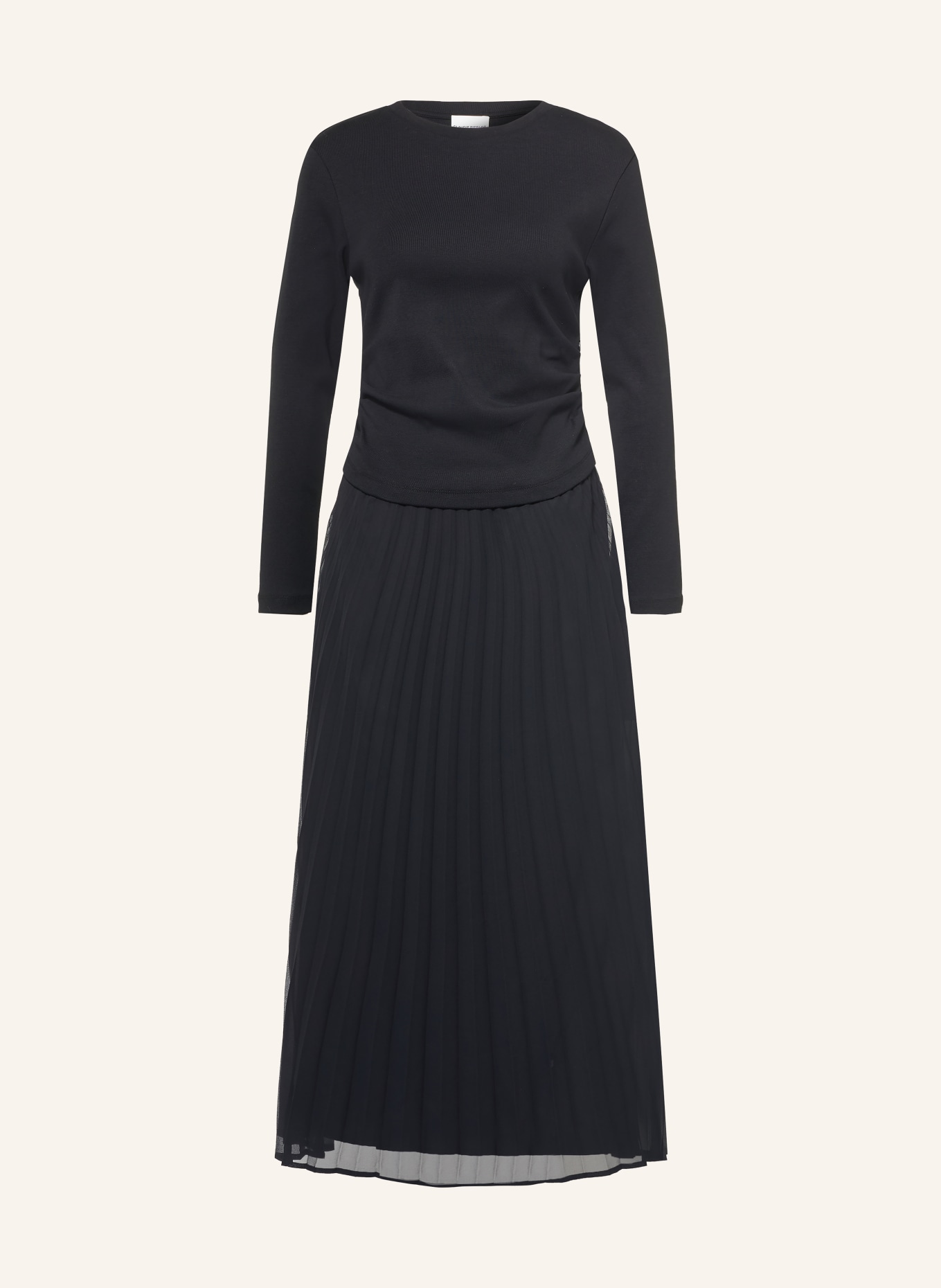 CLAUDIE PIERLOT Kleid im Materialmix mit Plissees: SCHWARZ