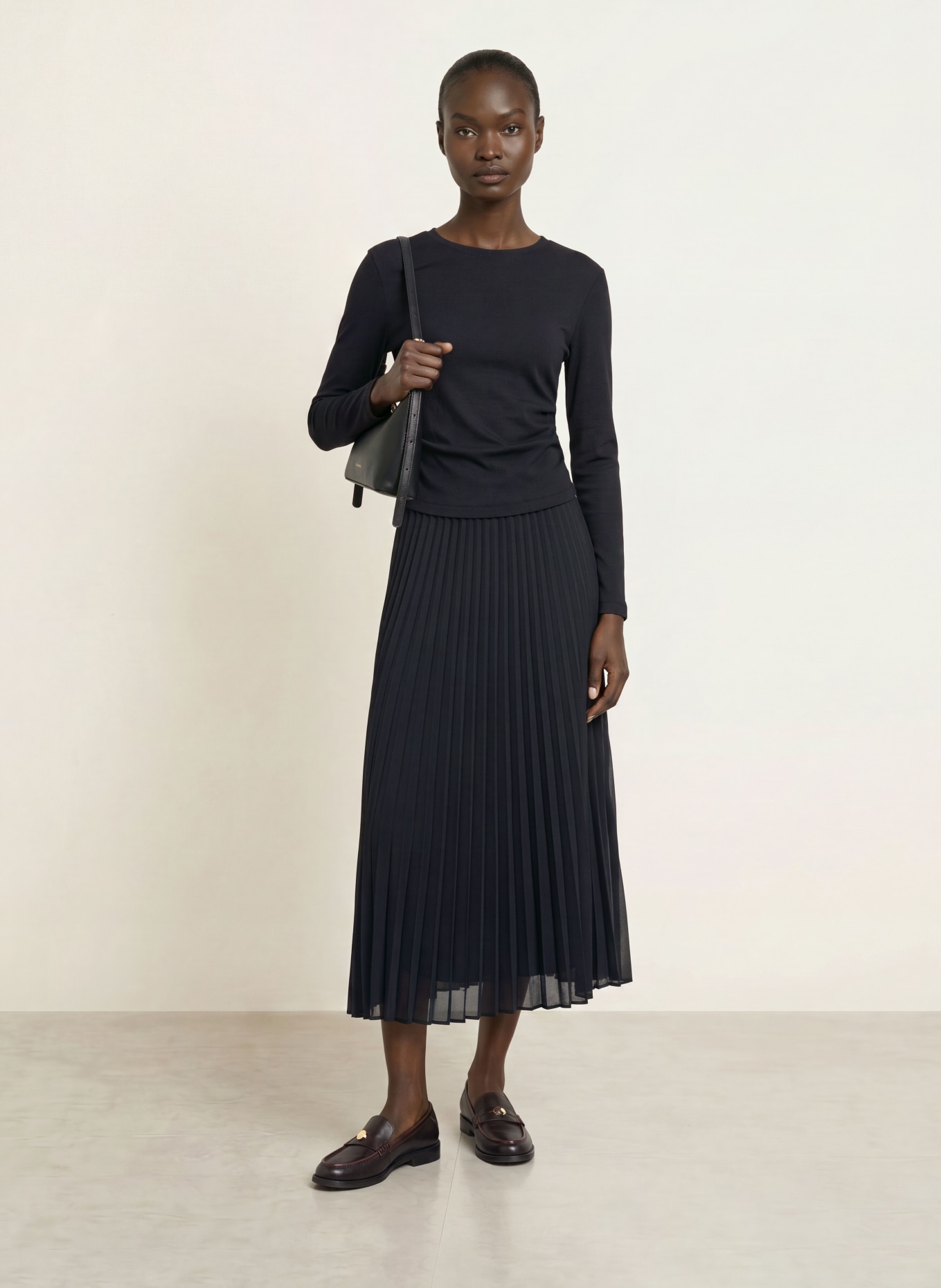 CLAUDIE PIERLOT Kleid im Materialmix mit Plissees: SCHWARZ