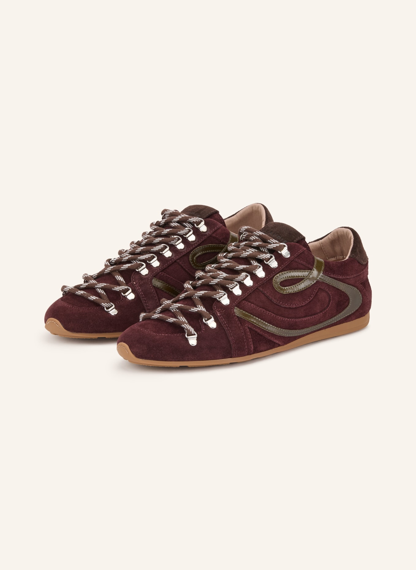 CLAUDIE PIERLOT Sneakersy: CIEMNOCZERWONY / CIEMNOBRĄZOWY / OLIWKOWY